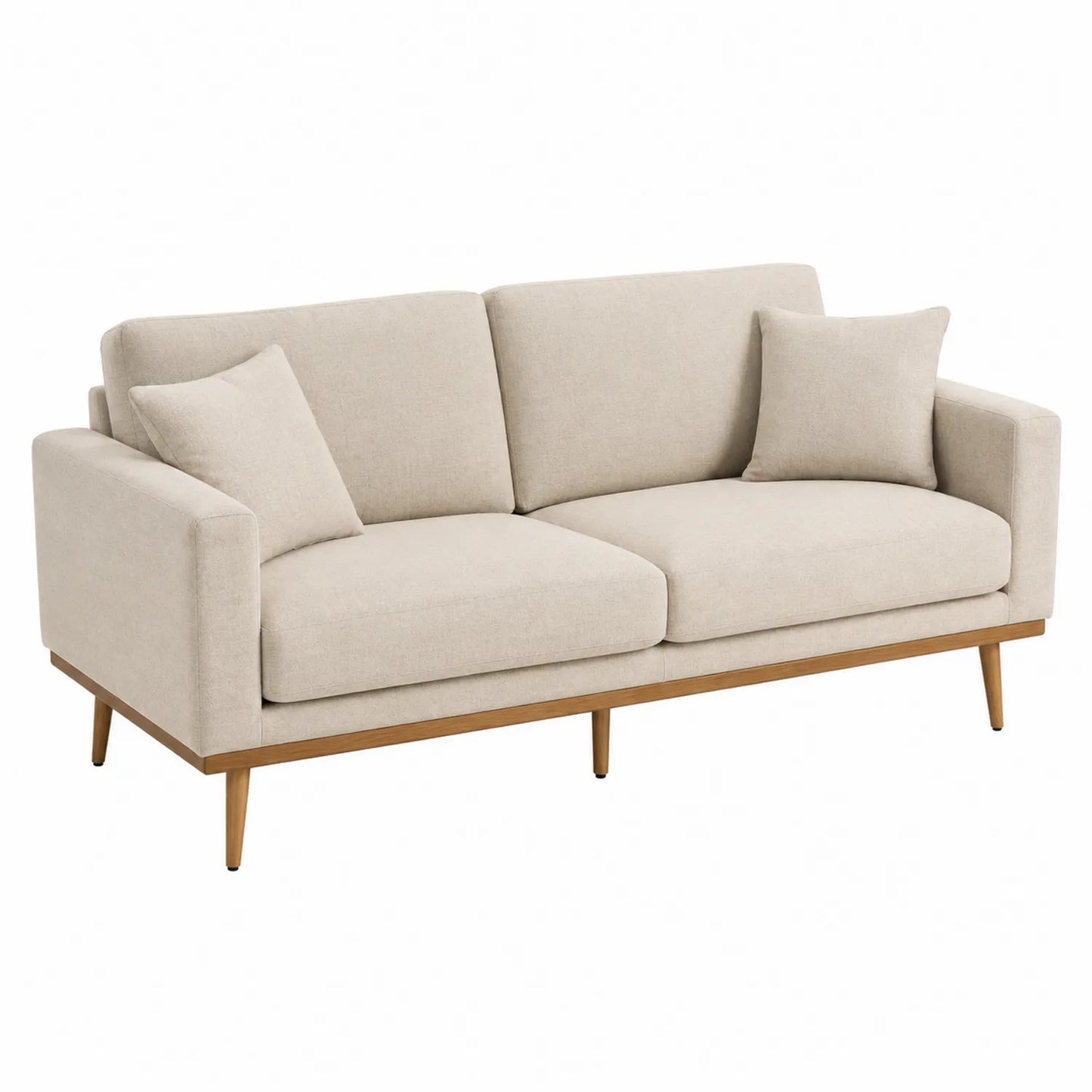 Beżowa sofa trzyosobowa z tkaniny, 200 cm