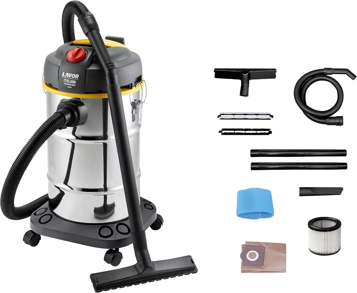 WTP 30 odkurzacz, 1400W, Lavor Odkurzacz Odkurzacz X z Silnikiem Wysoka Wydajność 1400W, Pojemność bębna 30 l. Bębna ze stali nierdzewnej