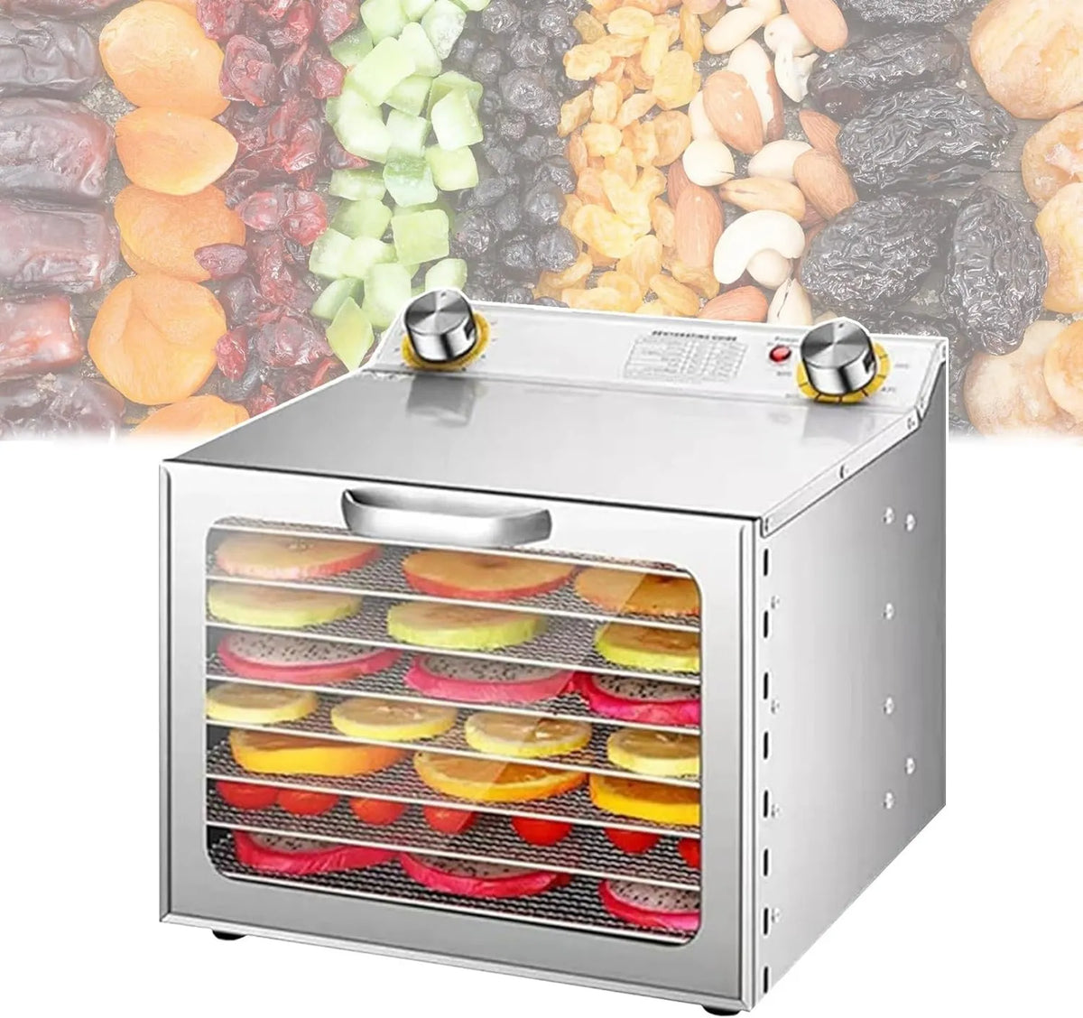 Generic suszarka do żywności, 8 dni odwodnienie żywności z liczbowym zegarem i kontroli temperatury dla mięsa, Profesjonalne jedzenie odwodnienie 6 / 8 / 12 8layers