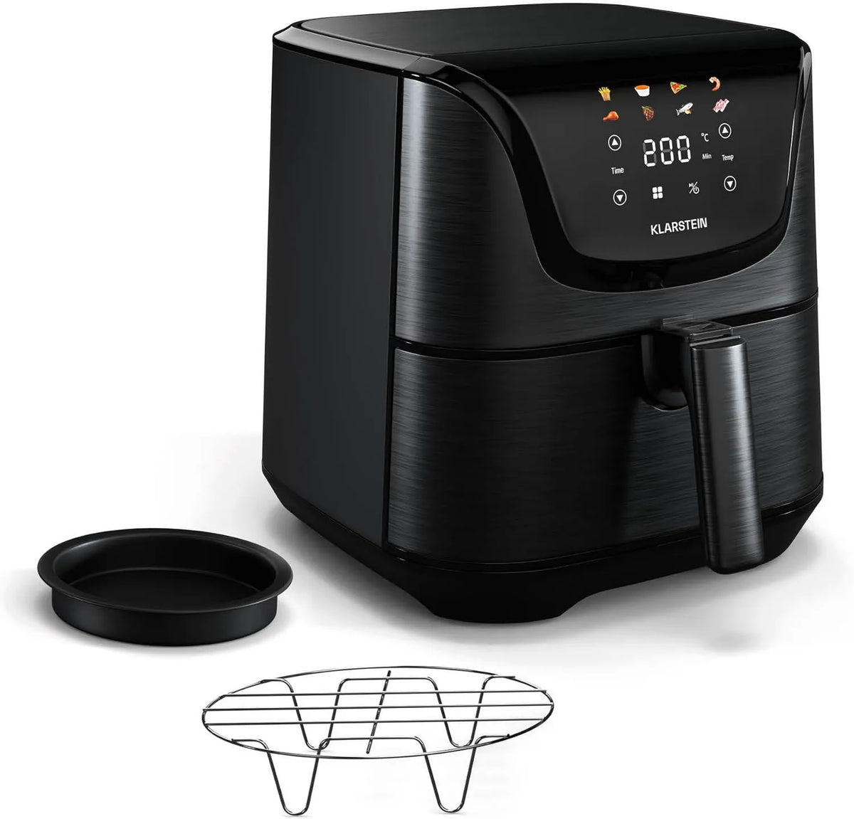 KLARSTEIN frytkownica beztłuszczowa, L 1700 Anti-stick, AeroVital Deluxe Oil Free Fry, 5.4 W, 8 Programów, ekran dotykowy, Grill Pizza & Plate, Pudełko Coo dotykowy