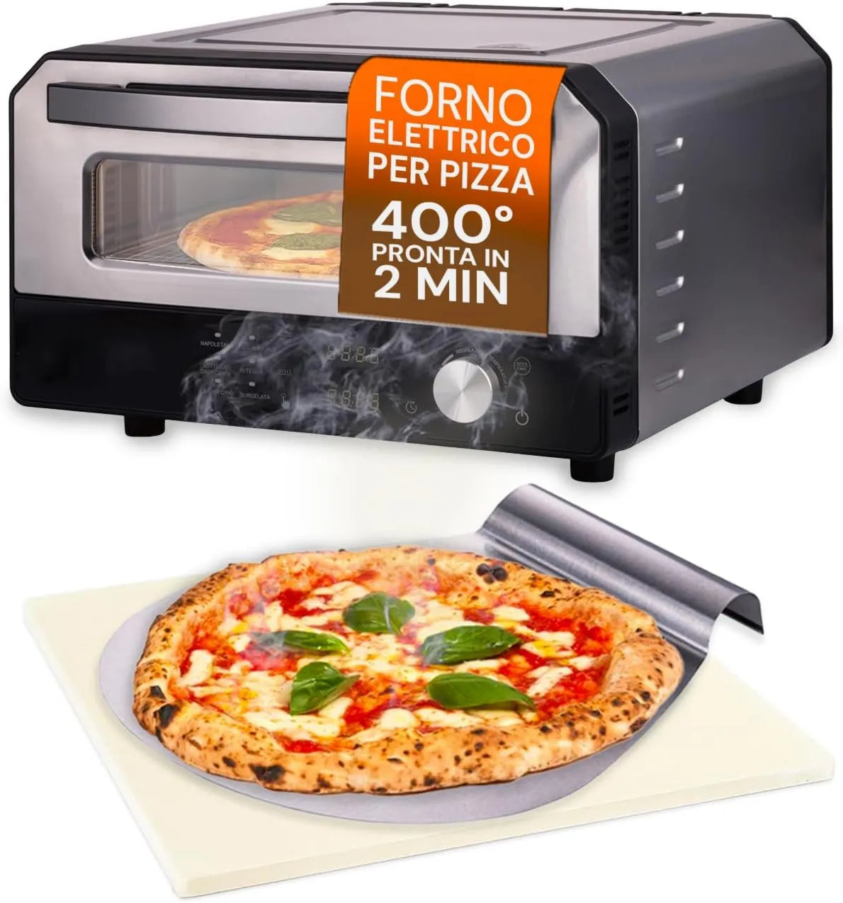 Piekarnik elektryczny, 1700 W, zawiera łopatkę do pizzy ze stali nierdzewnej, łatwy w użyciu z precyzyjną kontrolą temperatury