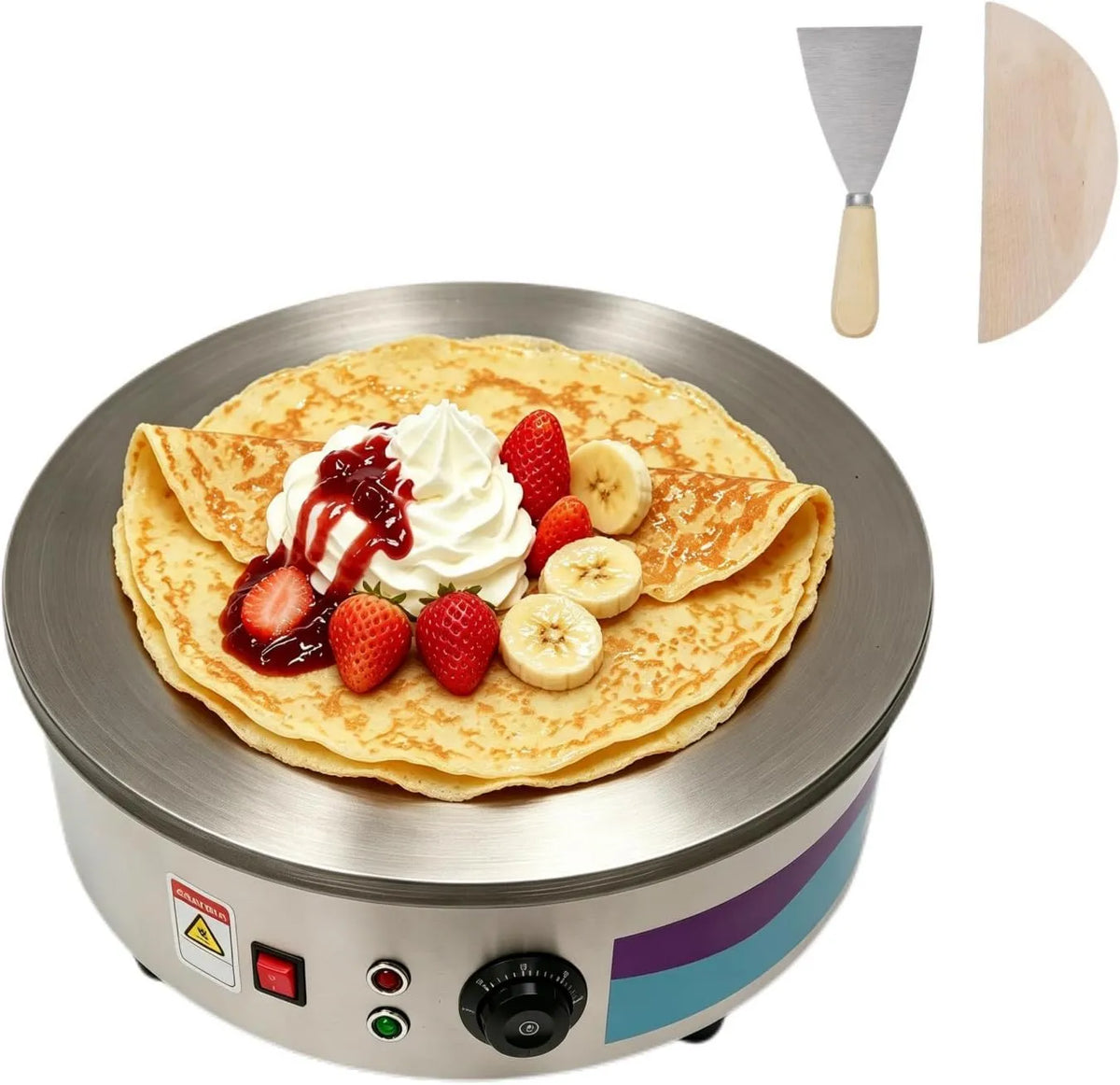 awolsrgiop, Naczynie do gotowania, Profesjonalny elektryczny krepy 45 cm, 50 do 300°C, odlewane żelazo, Regulacja temperatury 50- 300°C