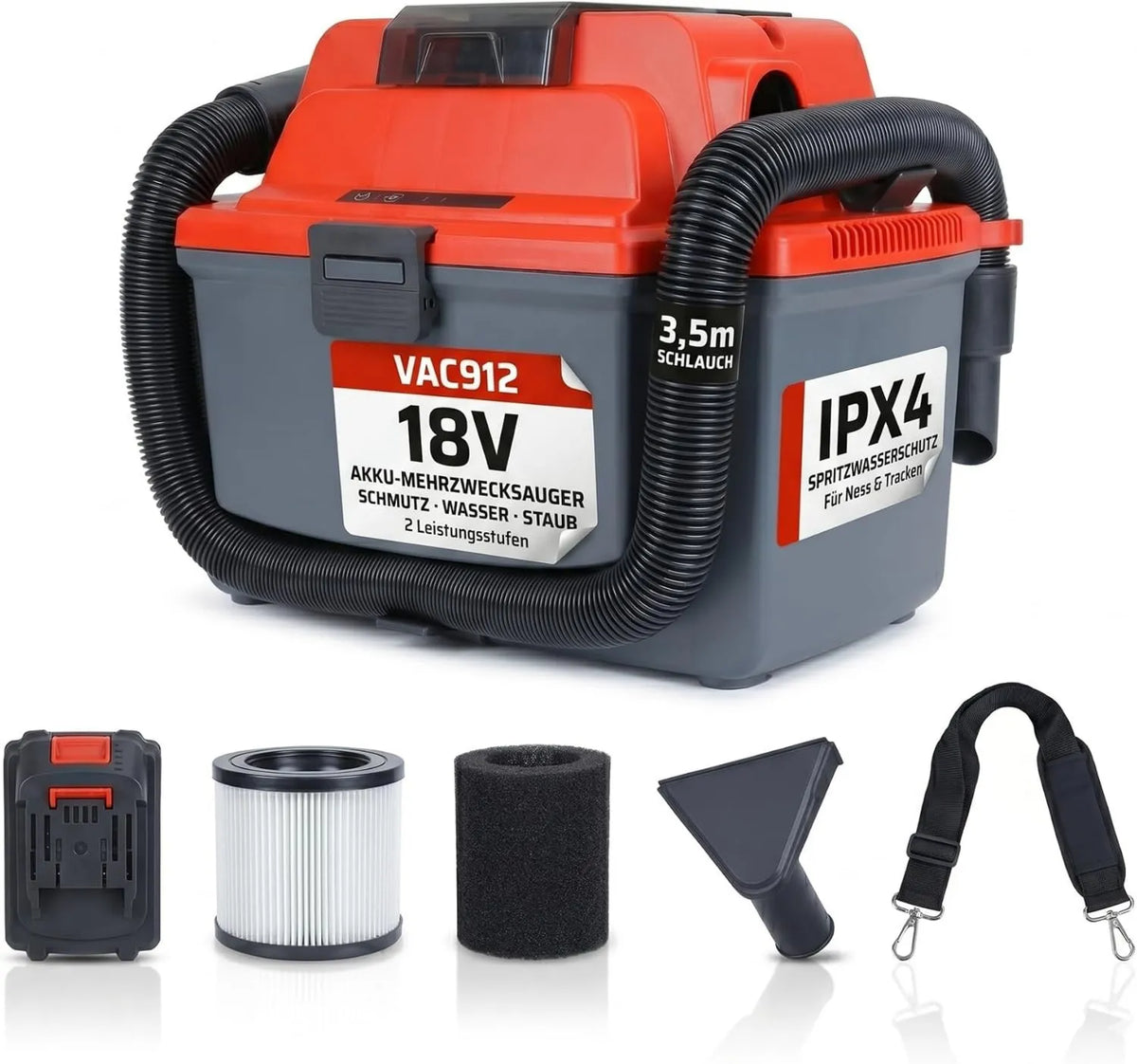 STAHLMANN, Makita VAC912 Odkurzacz, 16 l, 18 V, kompatybilny z bateriami 18 V LXT, wąż 3, 5 m, filtr HEPA