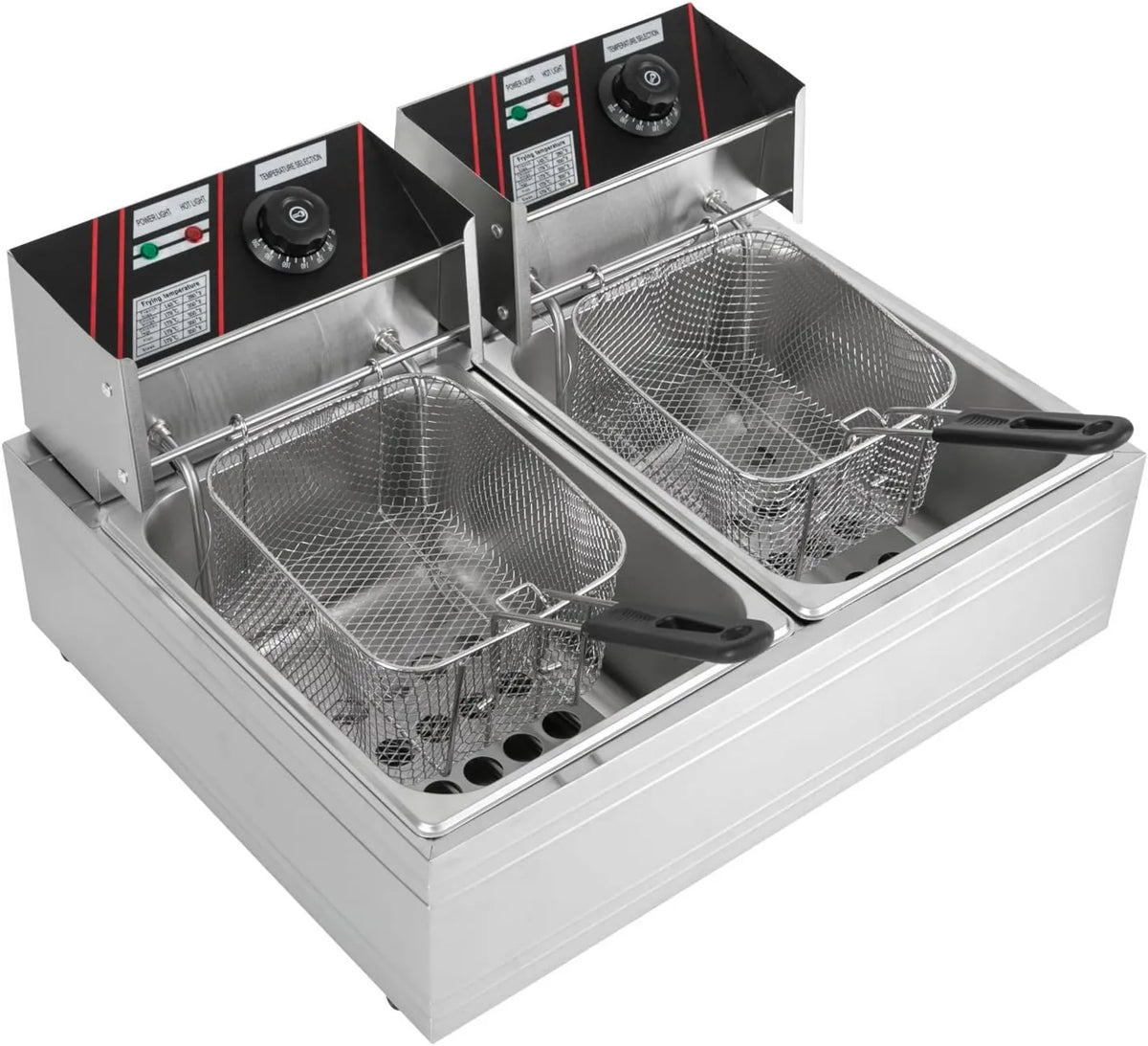 GGbaony, W 6 Podwójna suszarka elektryczna 2500 W + 2500 l 52 Hz stal nierdzewna 201 60- 200°C podwójny zbiornik 30 x 24 cm każdy rozmiar zbiornika