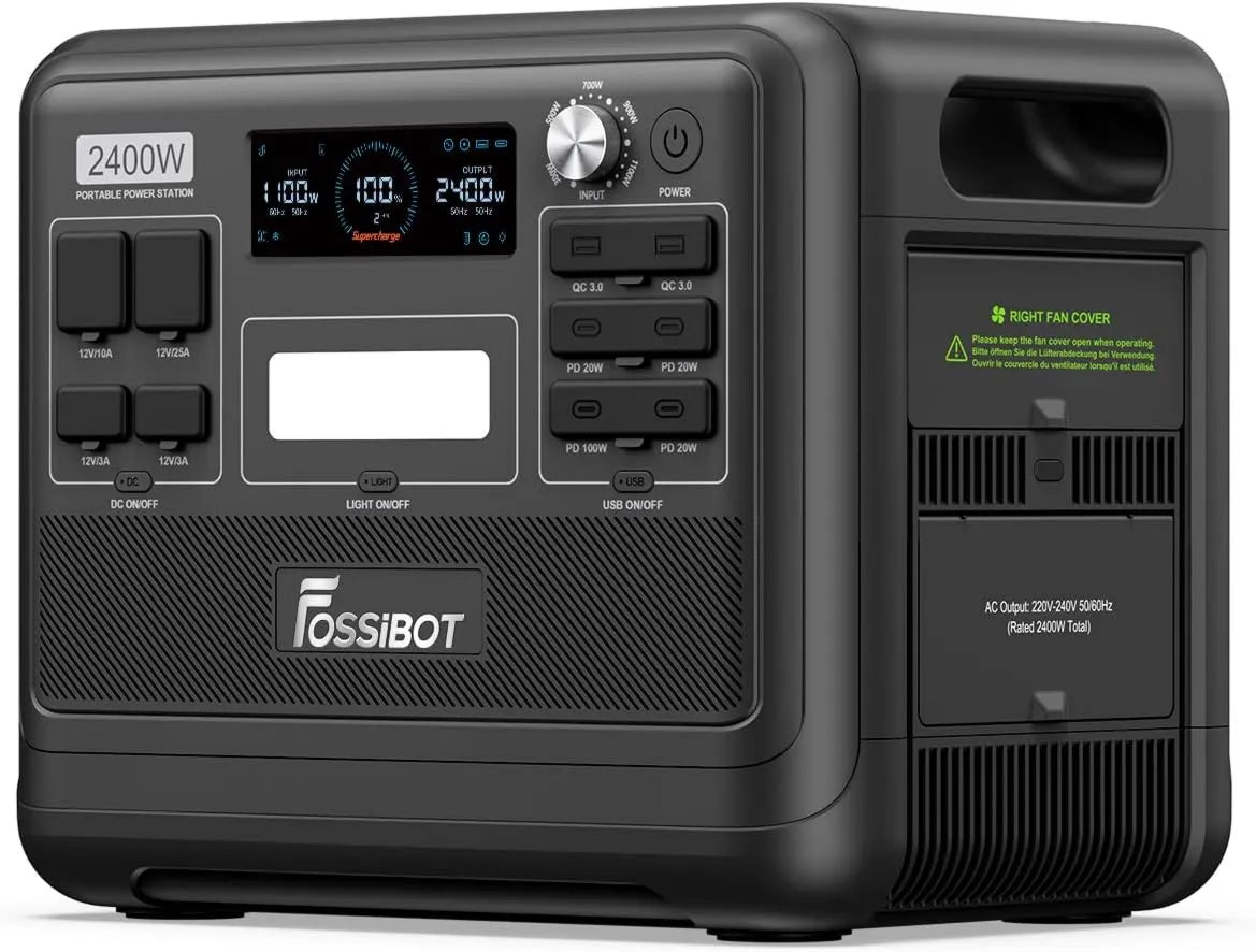 Przenośna stacja zasilania, 2048 Wh, 2400 W, FOSSiBOT-Polska Przenośna Stacja Zasilania 2048 Wh LiFePO4, 3 wyjścia AC 2400 W, Magazyn Energii APPvay