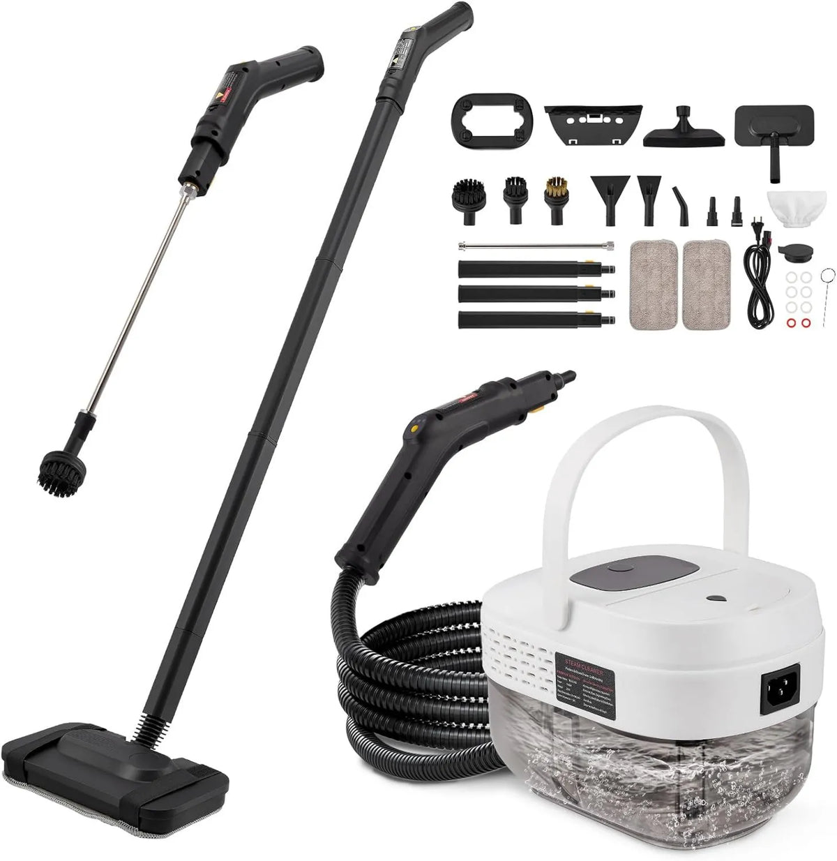 TLPEMN myjka parowa, Czyszczenie parowe, 2500 W, przenośne, wykorzystanie podłogi, kuchnia, samochód, okna i sofa, 2500 W Wysokie ciśnienie Para z 1600 ML, 221 ° F