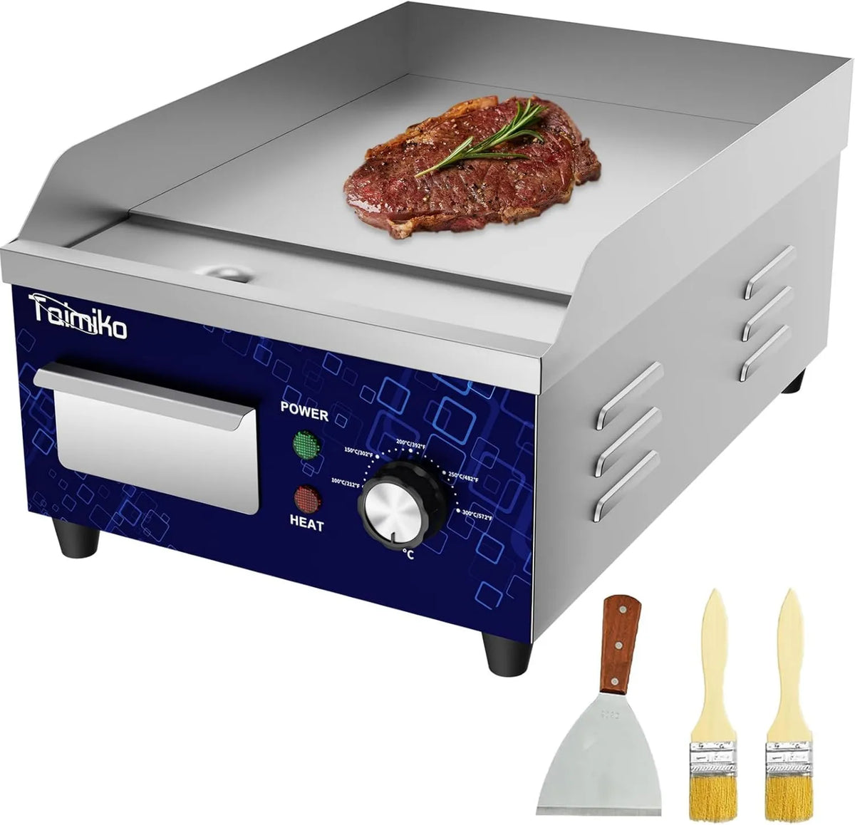 TAIMIKO, grill, Plancha, 50 do 300°C, profesjonalny, żeliwo, stal nierdzewna