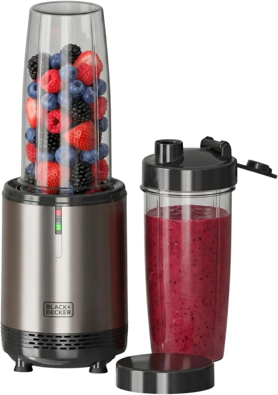 BLACK+DECKER blender kielichowy, czarny+DECKER czarny+DECKER czarny+DECKER czarny+DECKER Czarne + Decker Zmywarka, 2 butelki, 1000 W, stal nierdzewna, czarne, 304 ostrza ze stali nierdzewnej, indywidualne blender / blender + 1000 W, 700 ml, bez BPA