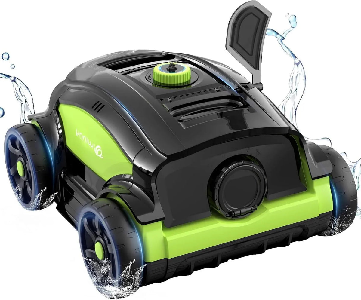 WINNY POOL CLEANER, WINNY POOL urządzenie czyszczące Odkurzacz, WINNY POOL 300II, czarny, czyściciel basenów do basenu na zewnątrz -Sol 100 m²-Czarny zielony, 120 Min, urządzenie czyszczące Winny Robot Basen, LED