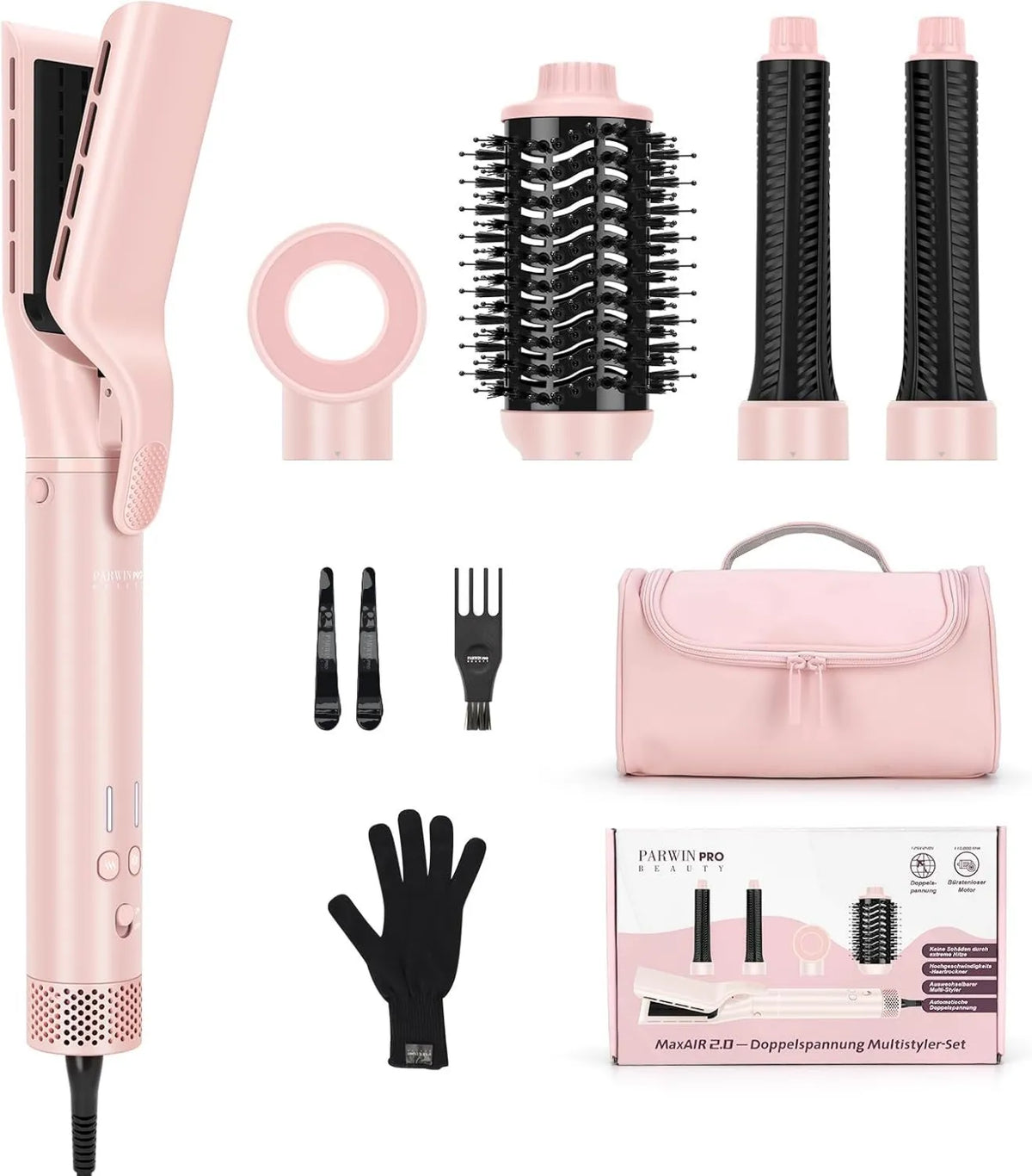 PARWIN PRO BEAUTY, Prostownica do włosów, jonowa suszarka do włosów 110000 obr. / min, MaxAIR 2, 0 Multi- Styler, Airstyler 5 w 1