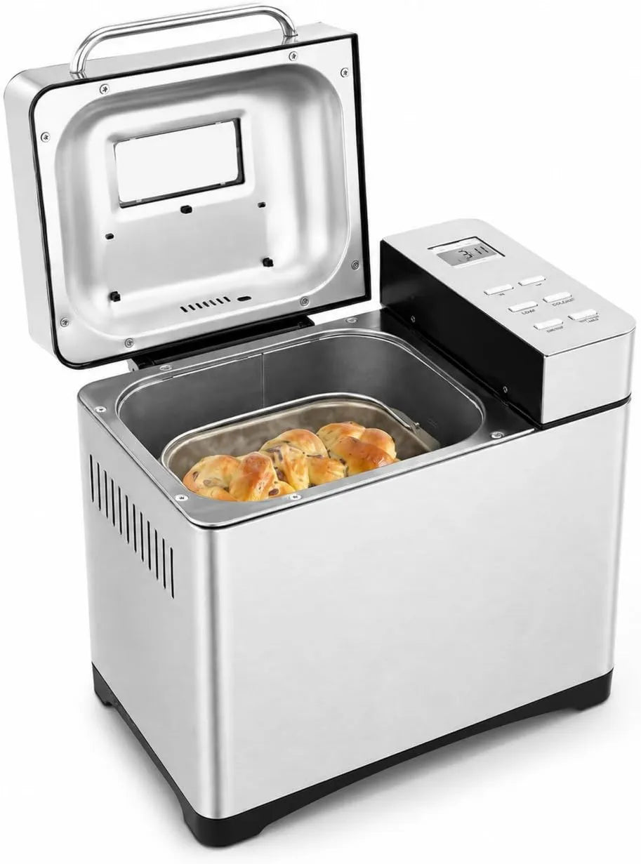 Hurrylying, Chleb, 650 W, 19 programów, 1000 g, 3 poziomów, LCD, stal nierdzewna, srebro, 19 funkcji operacyjnych