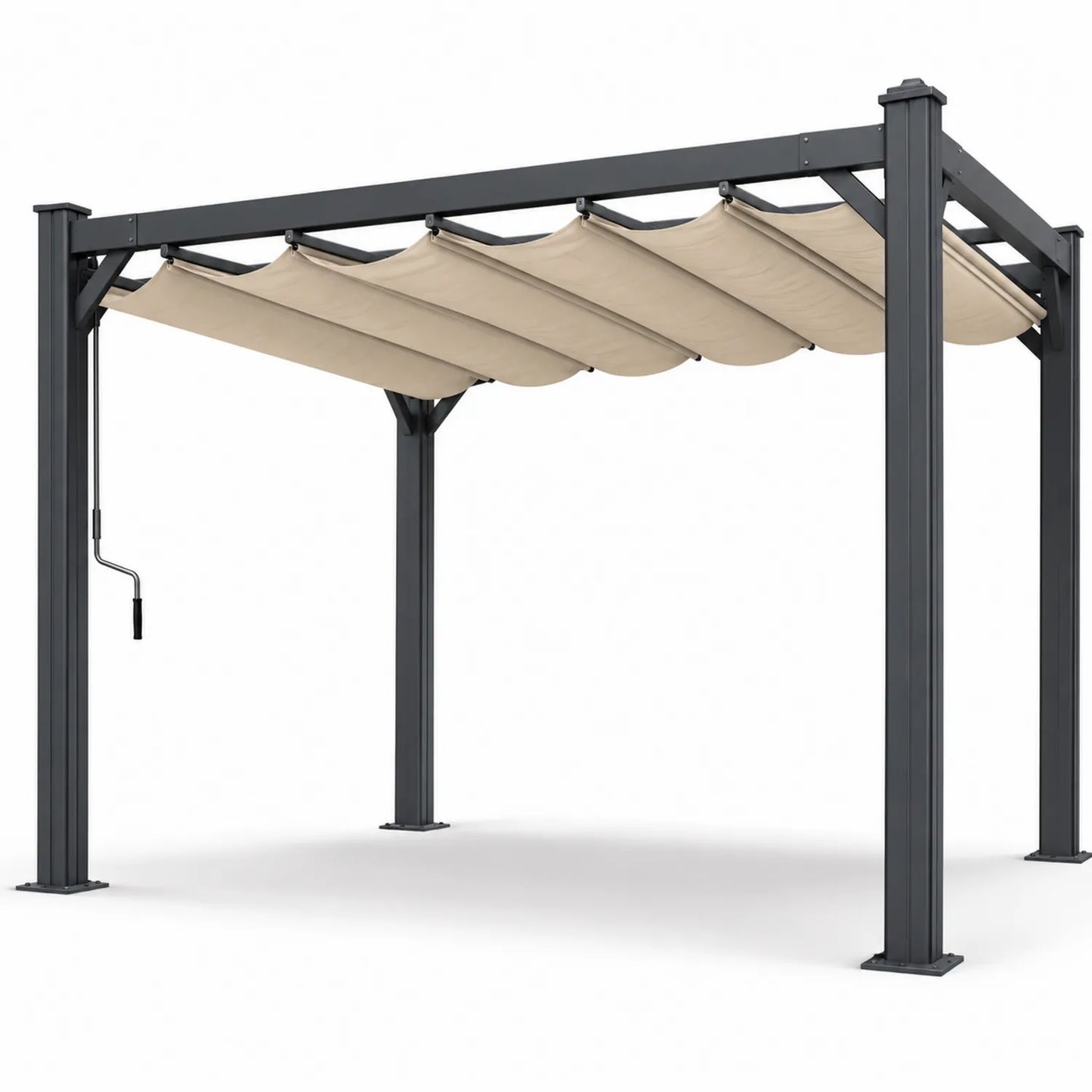 Aluminiowa pergola ogrodowa z beżowym płótnem 300x400 cm