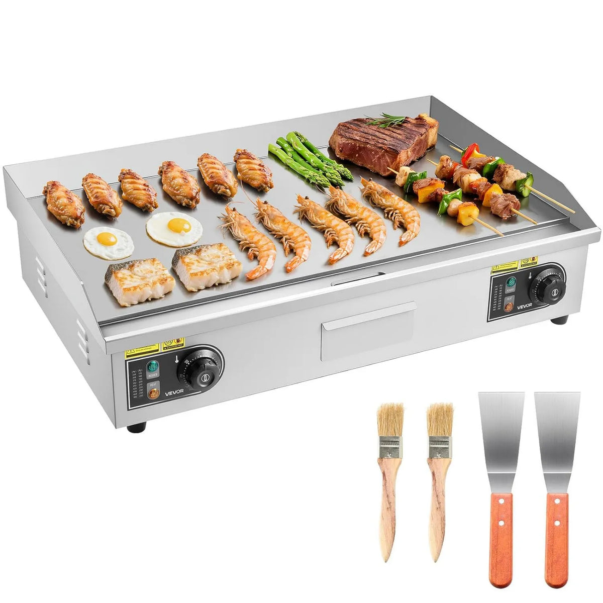 VEVOR, płyta grzewcza, 725x400 mm, 4400 W, 50 do 300°C, na zewnątrz, grill, termostat, profesjonalny, stal nierdzewna, PRISE-DARMOWE