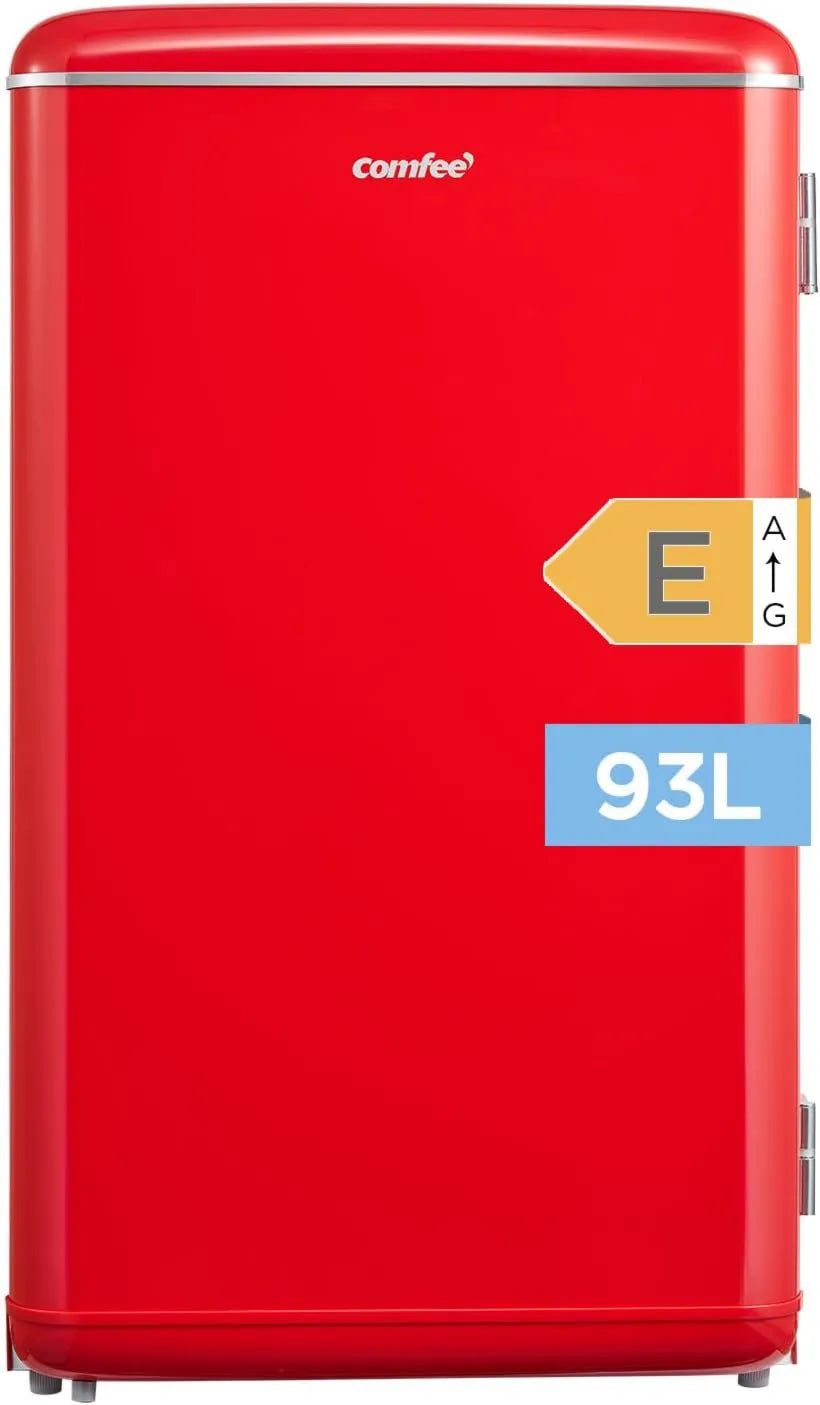 RCD93RE2EURTE lodówka, 841 mm, regulacja ustawień, COMFEE' mała lodówka, design retro, mini lodówka, regulowany termostat