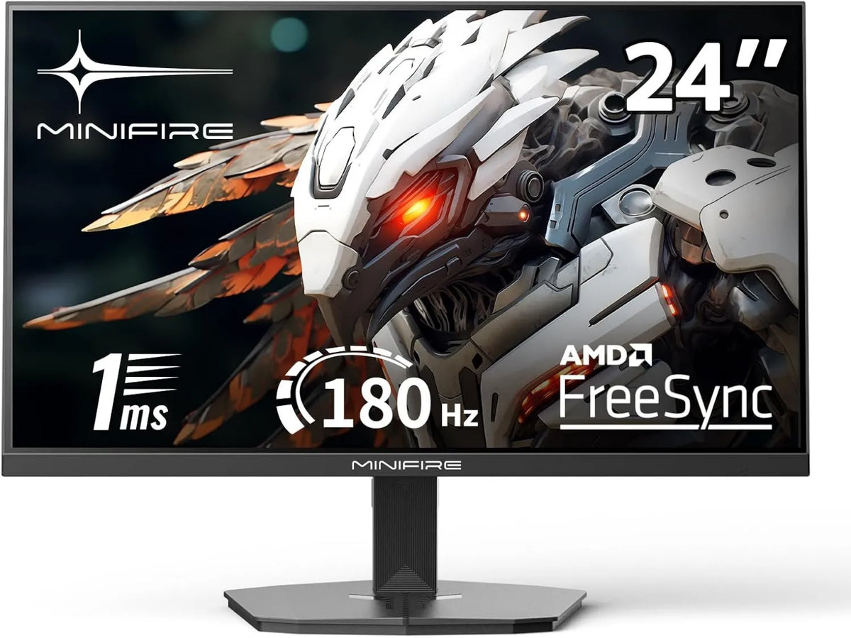 Minifire monitor komputerowy, Model 300Nits, MFG24F4 L, 180 Hz, Gaming Screen 24 Inches, 1ms, 1920 x 1080, HDMI 1.4 & DP 1.2, sRGB 110%, Full HD, bez ramki ekran, Adpitive