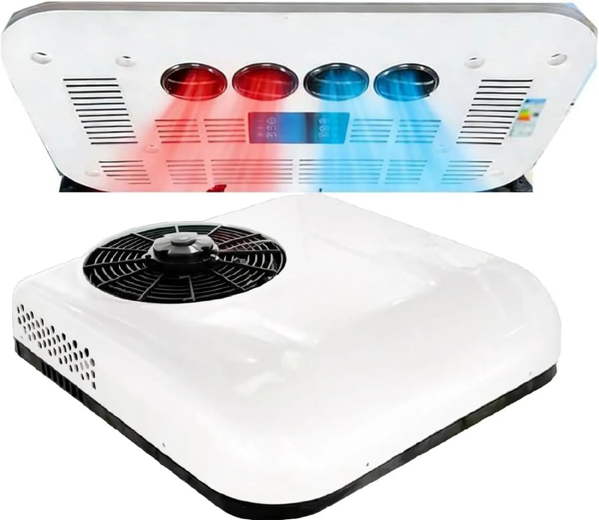 XUXIAO, Klimatyzator 12 V / 24 V biały- 12 V, 800 W, 12 V, 450 m3 / h, kemping, biały, 7500 BTU zimno 12 V/24 V biały-12 V