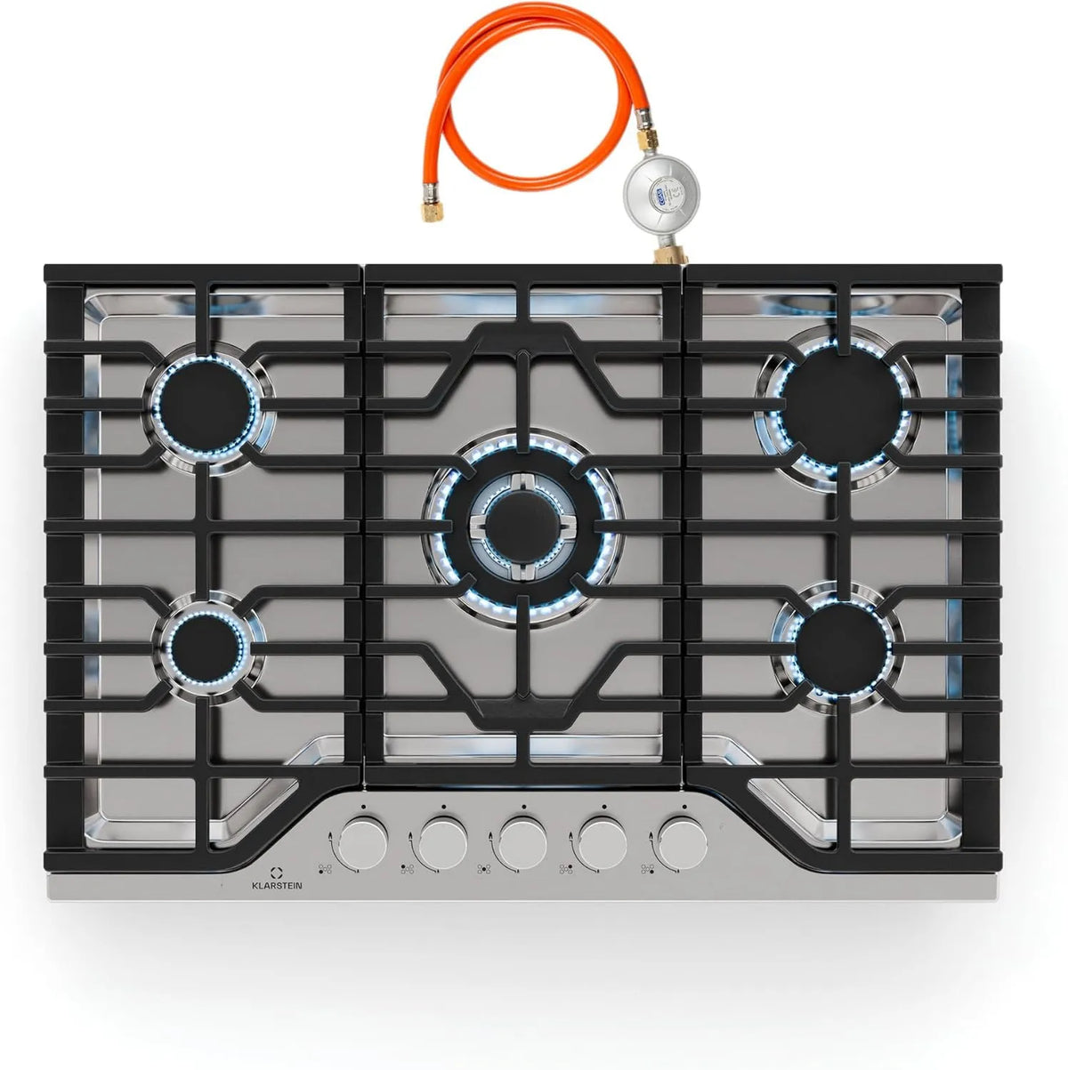KLARSTEIN płyta grzewcza, 3.4 kW Płyta gazowa, 750x500 mm, 4K UHD, odlewane żelazo, stal nierdzewna, 5 Palniki ze stali nierdzewnej 304, Zestaw do konwersji LPG