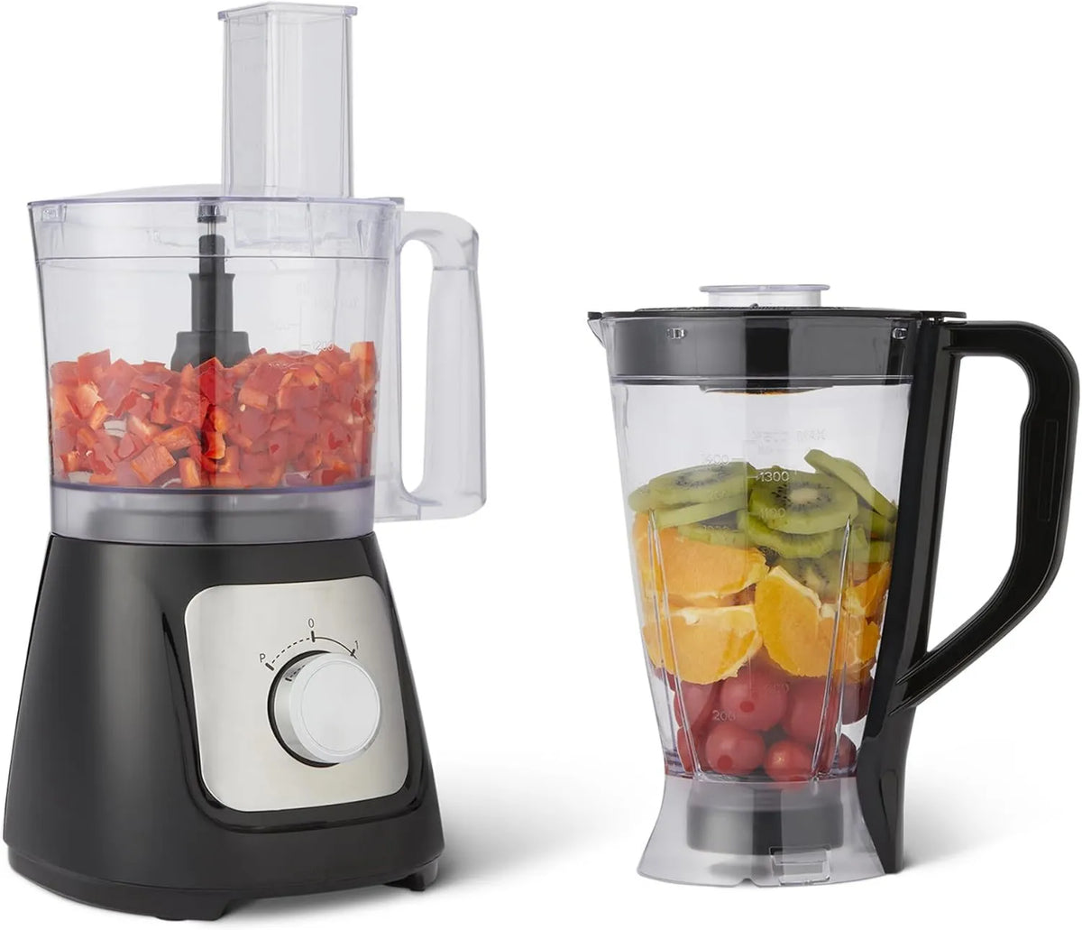Amazon Basics robot kuchenny, Robot, 2.4 l, 800 W, Food procesor i 2 prędkości bicz, czarny
