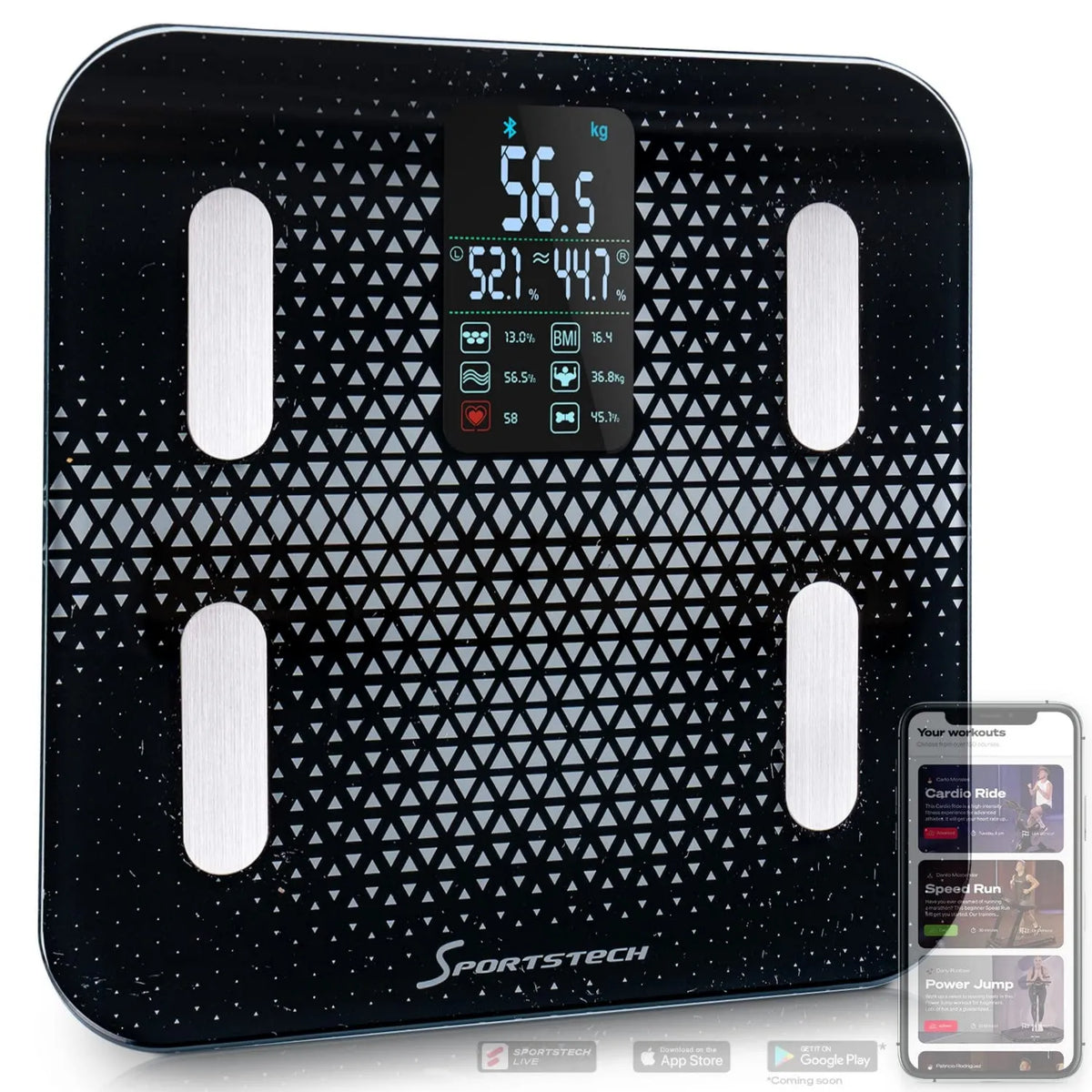Sportstech, Bateria BBS300, 180 kg, Bluetooth, zakres