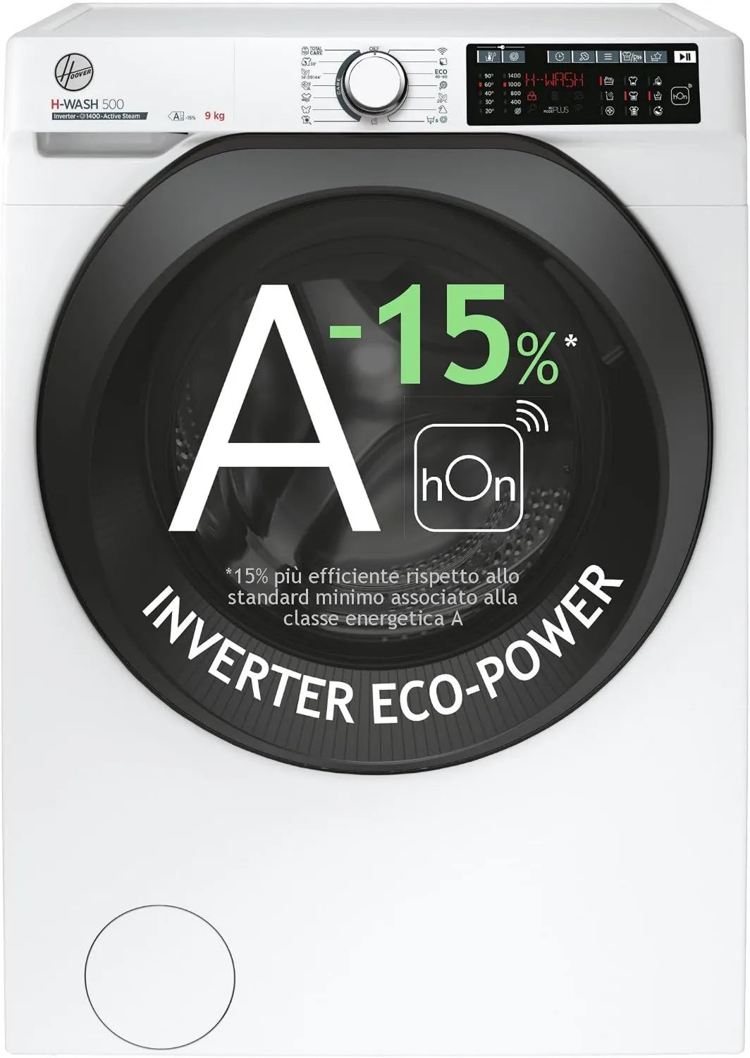 Hoover A-15 HW49AMBC7 pralka, 60 cm, 54 x 85 x 60 cm, sterowanie WiFi, H-WASH 500 pralka 9 kg, ładowana z przodu, silnik falownika BPM