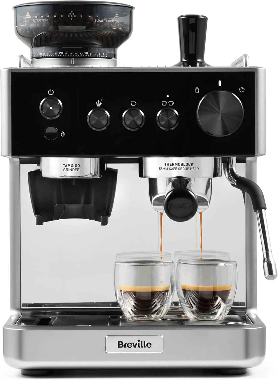 Breville, Mech mleczny VCF186X, emulgator mleka, czarny, włoska pompa 15 bar, Barista Classic Espresso maszyna