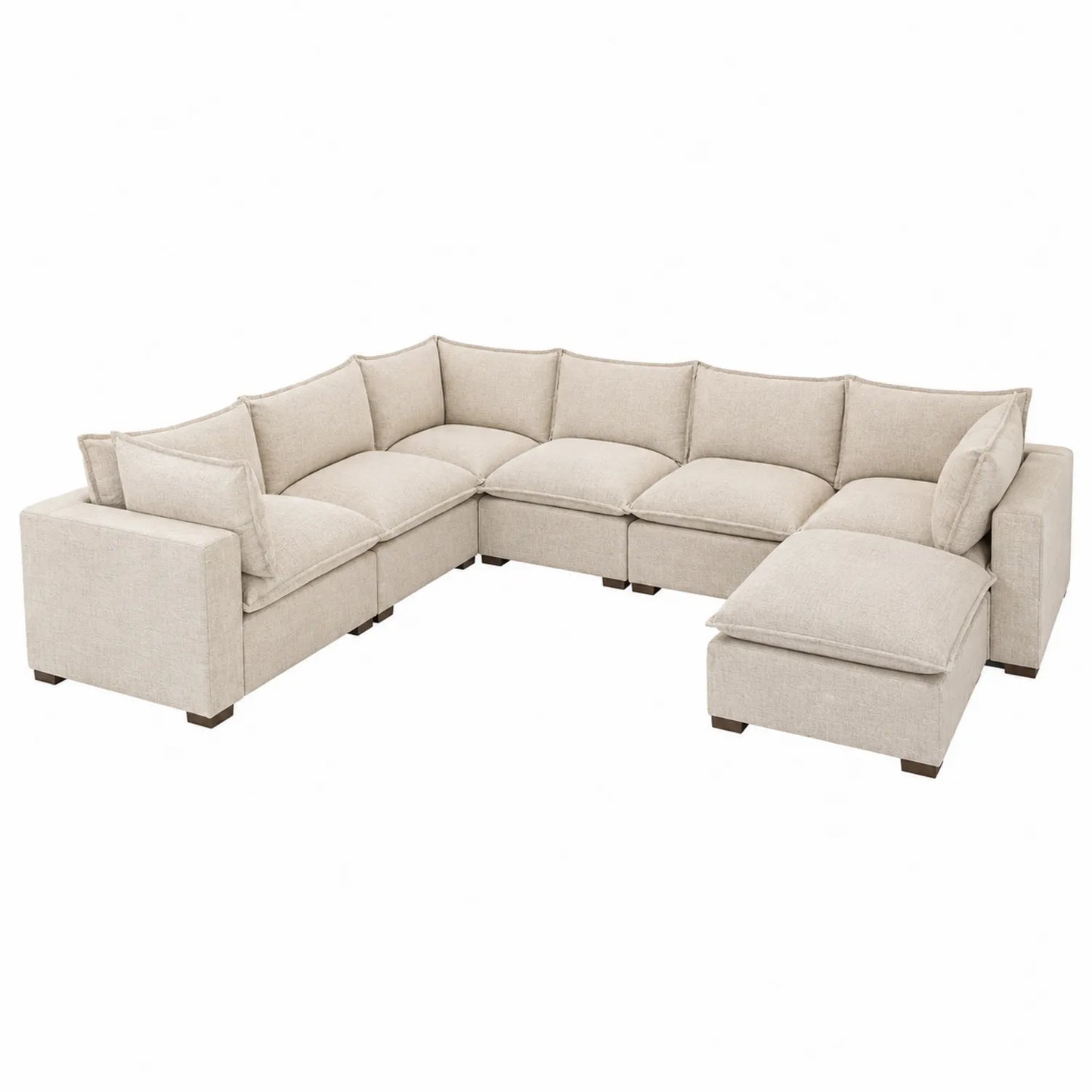 Sofa narożna modułowa 7-osobowa tkanina beżowa