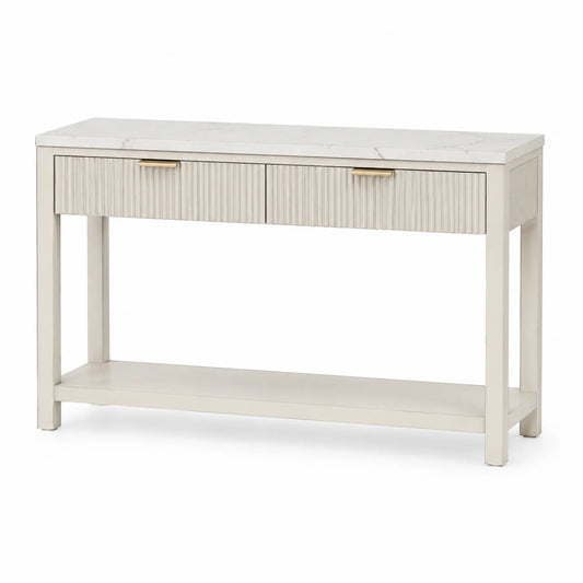 Stół konsolowy prostokątny MDF i drewno sosnowe biały 120x30x80 cm