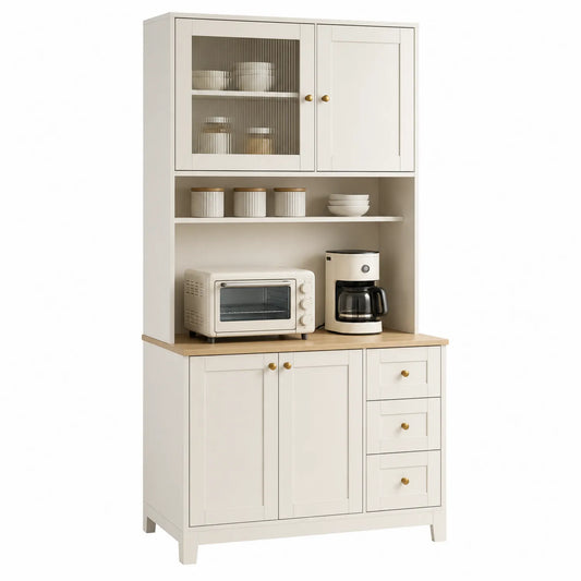 Kredens kuchenny drewniany MDF Kremowy 180cm