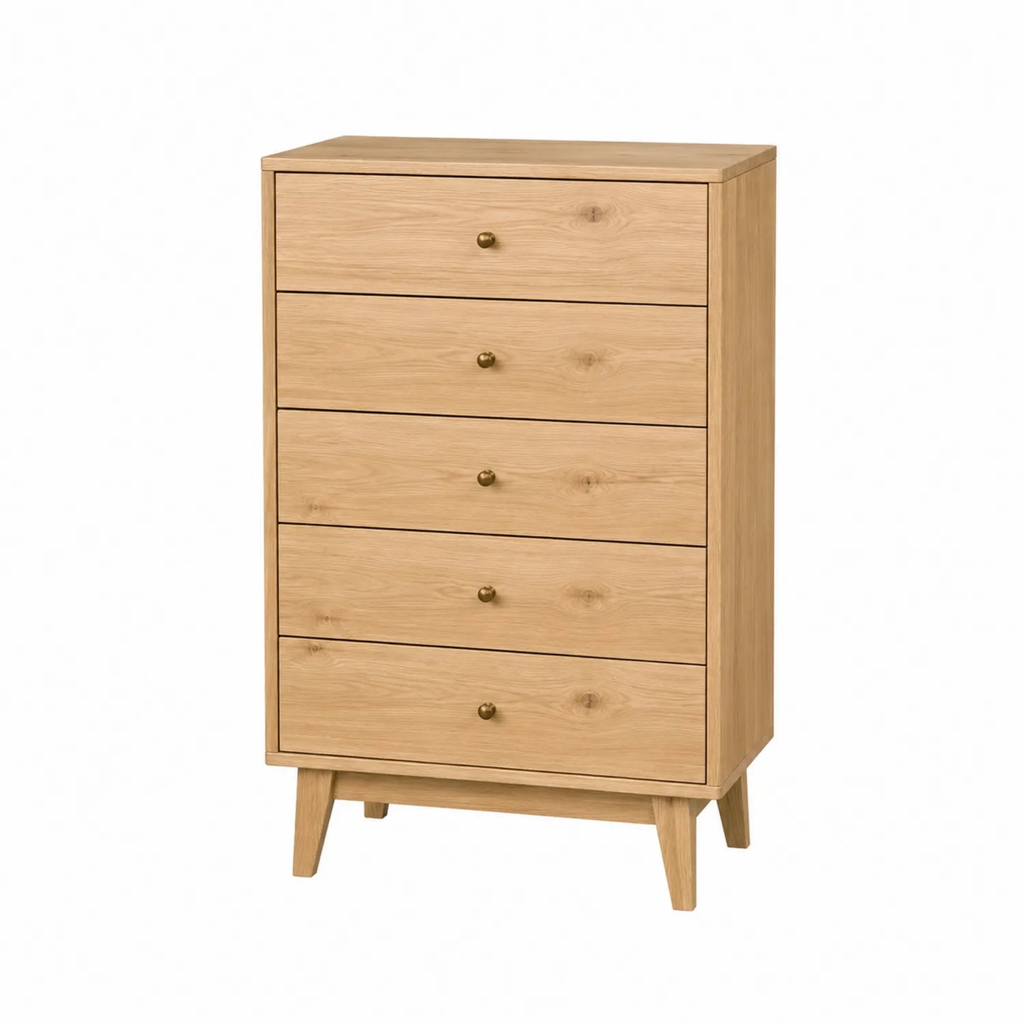 Komoda z 5 szufladami z forniru dębowego 90x40x120 cm