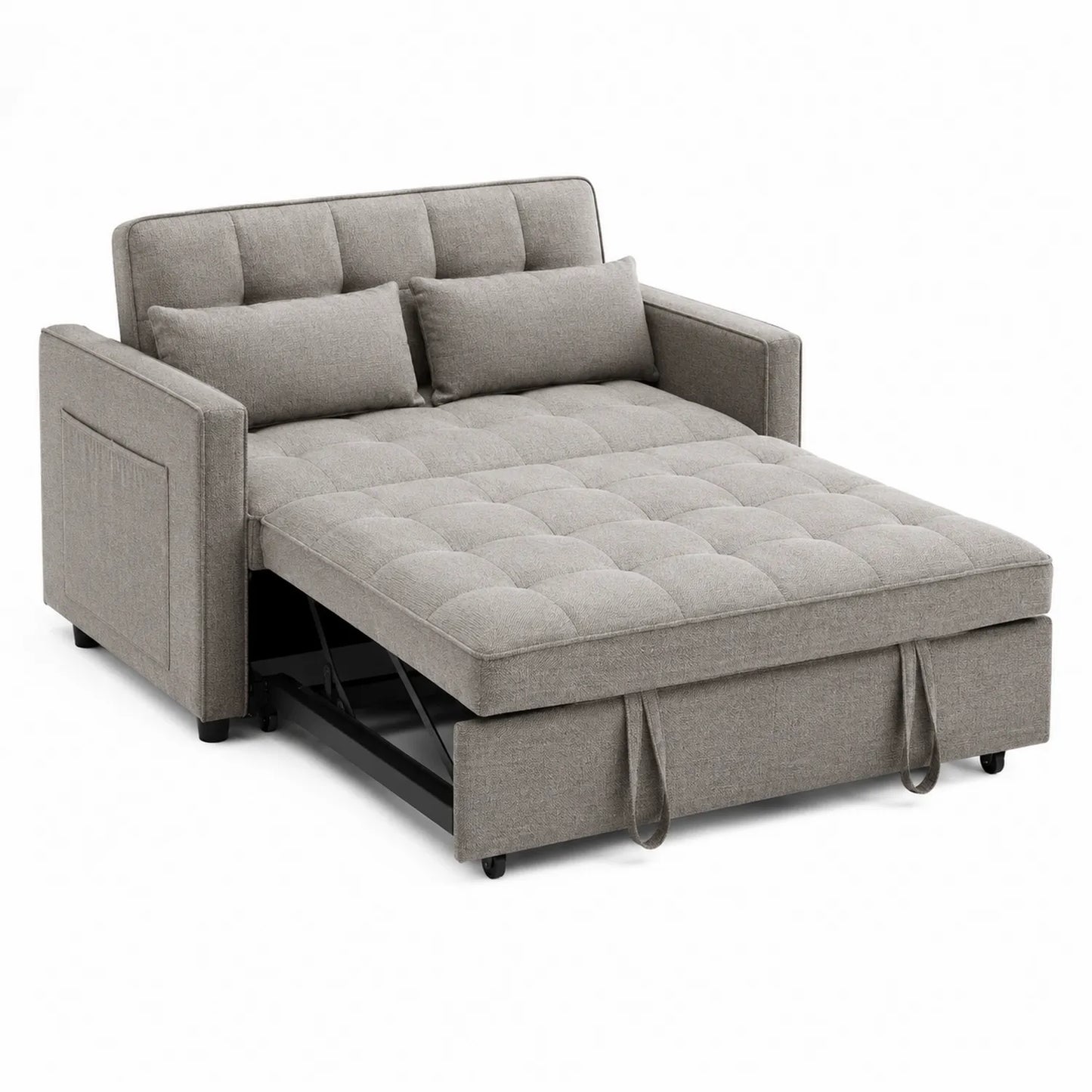 Sofa rozkładana tkanina poliestrowa szara 200x150cm