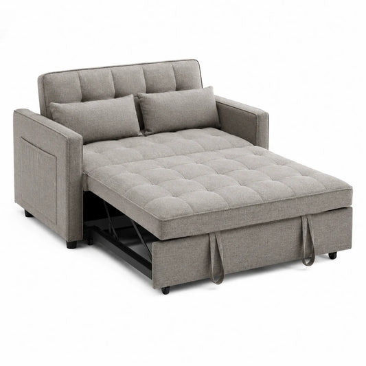 Sofa rozkładana tkanina poliestrowa szara 200x150cm
