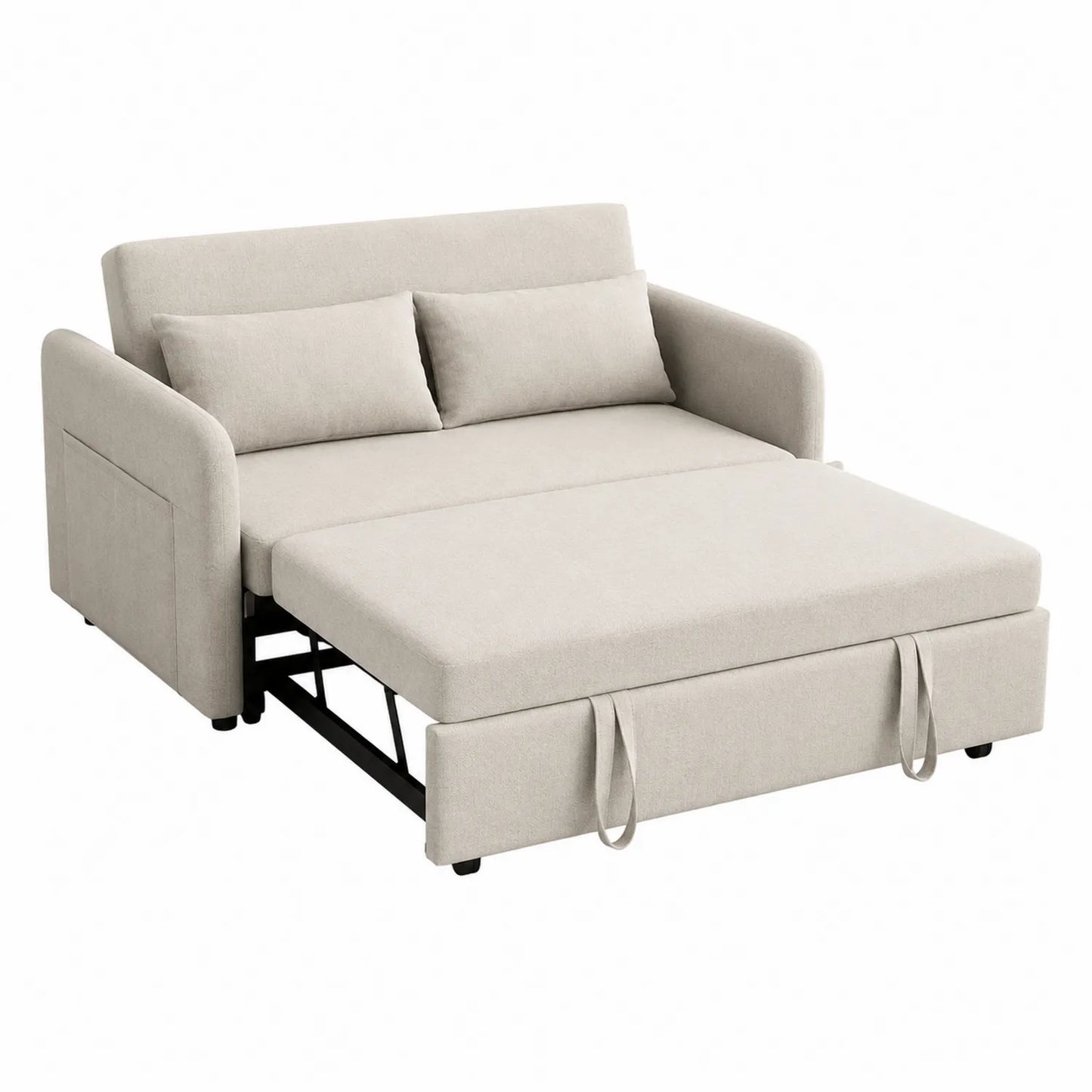 Sofa rozkładana tapicerowana beżowa 200x140 cm