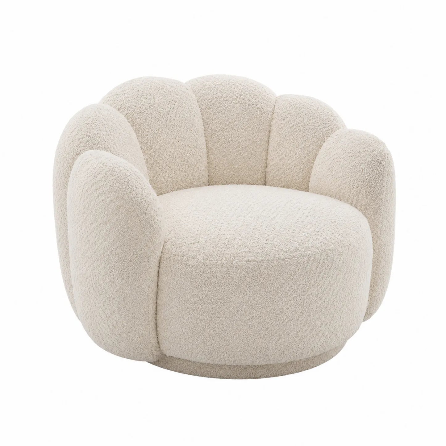 Fotel tapicerowany bouclé kremowy 85 cm