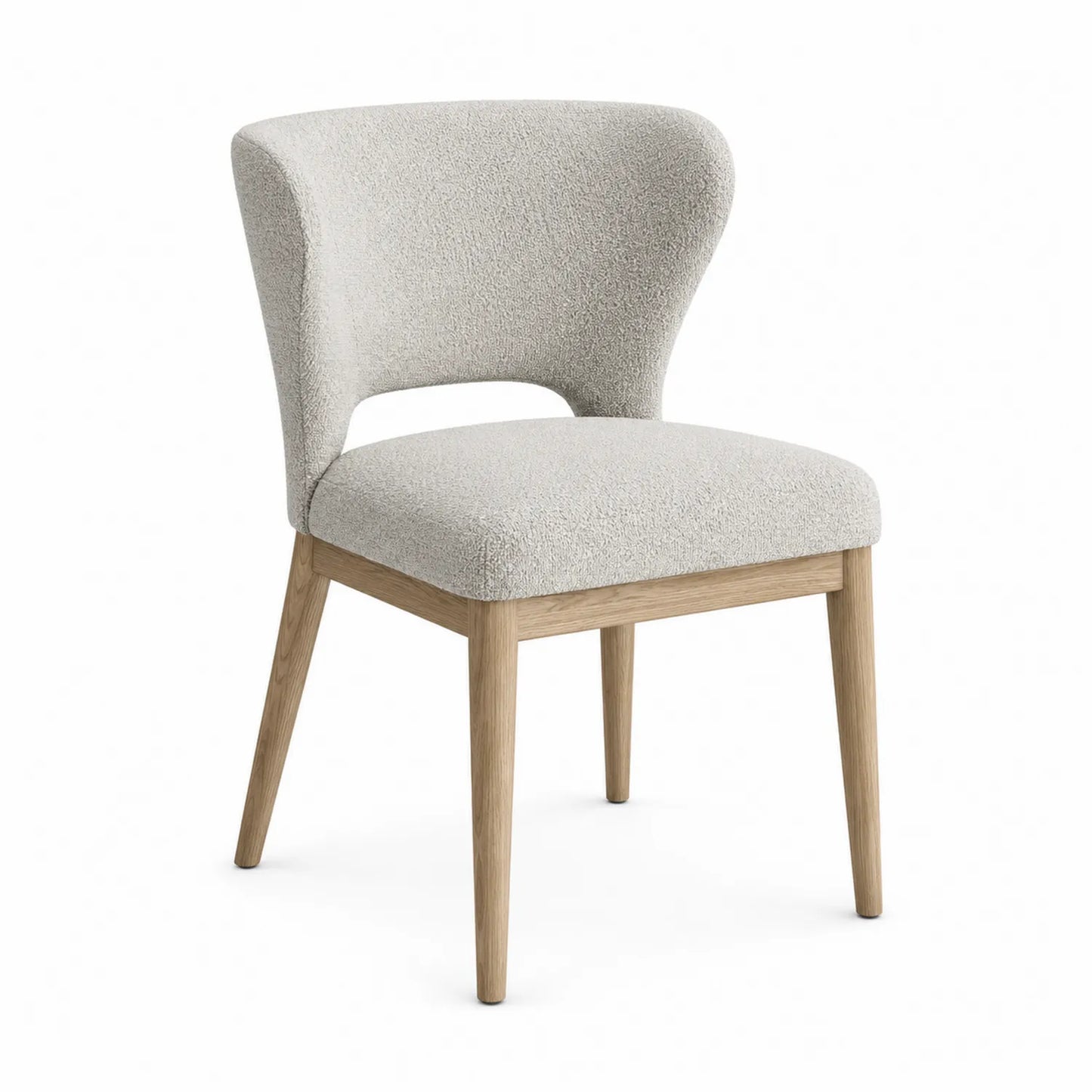 Krzesło dębowe z tkaniną boucle beżowe 85 cm