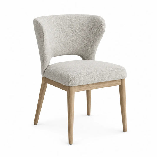 Krzesło dębowe z tkaniną boucle beżowe 85 cm