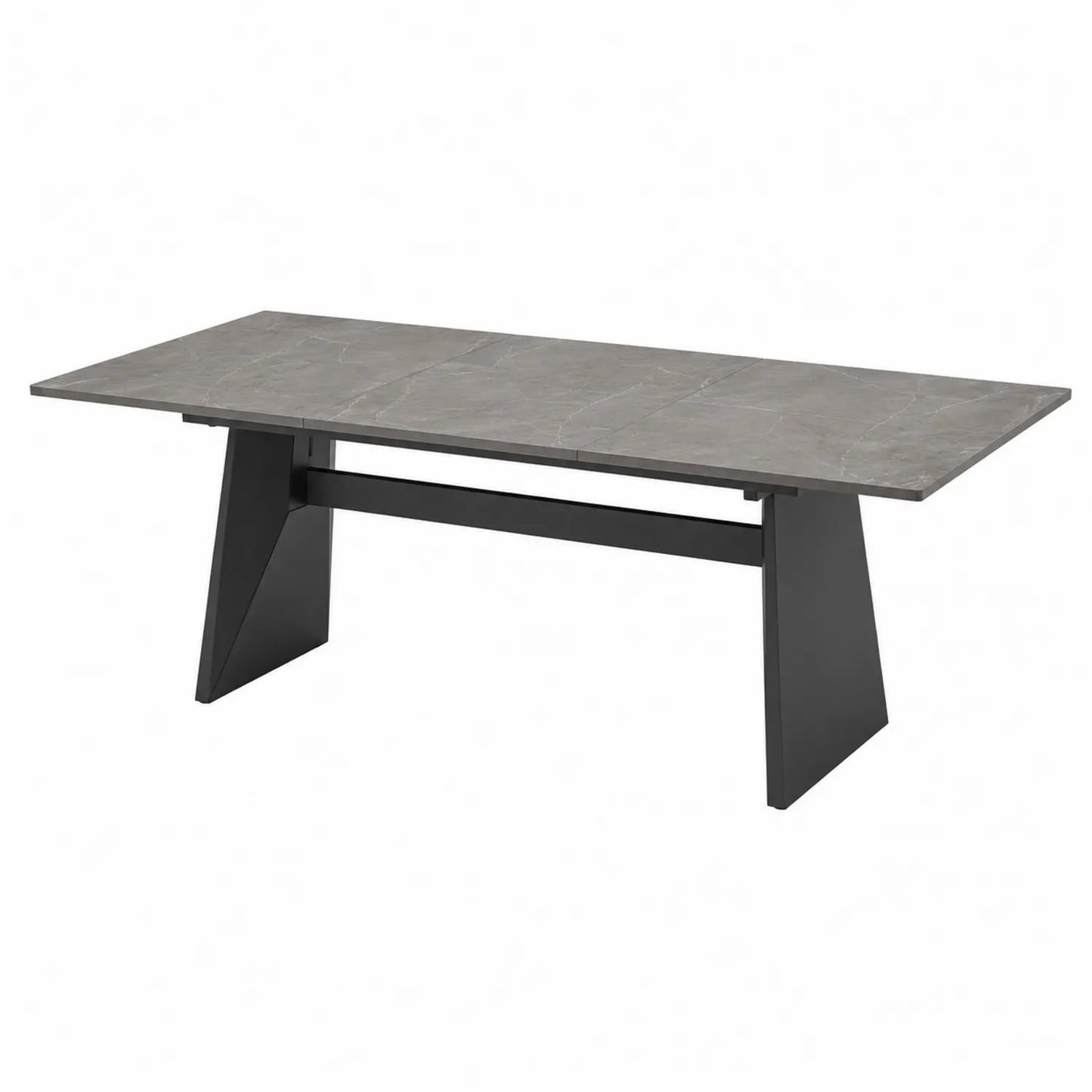Stół jadalniany prostokątny z ceramiki i metalu szary 200x100 cm
