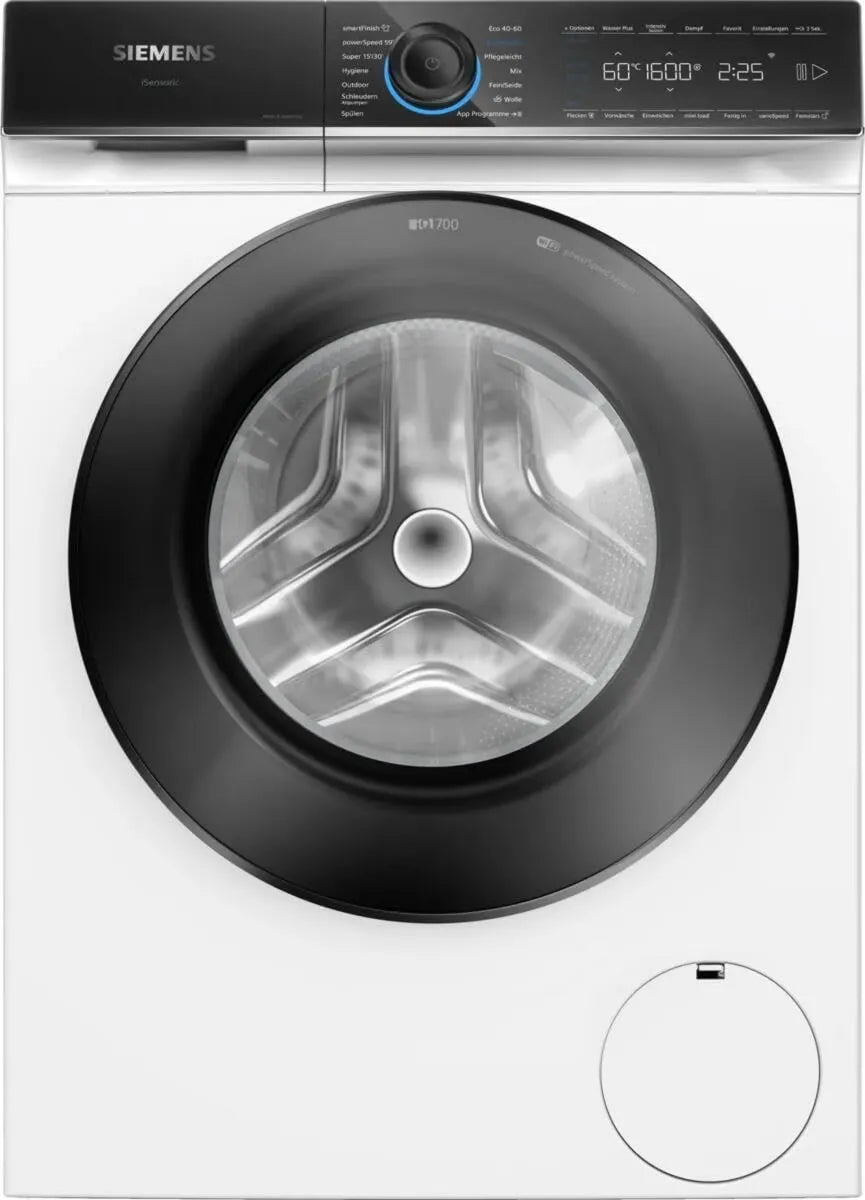 Siemens WG46B2071 pralka, 84,5 cm, 59,8 cm, inteligentna pralka 9 kg, Made in Germany, system zapobiegający plamom, pomoc w prasowaniu smartFinish
