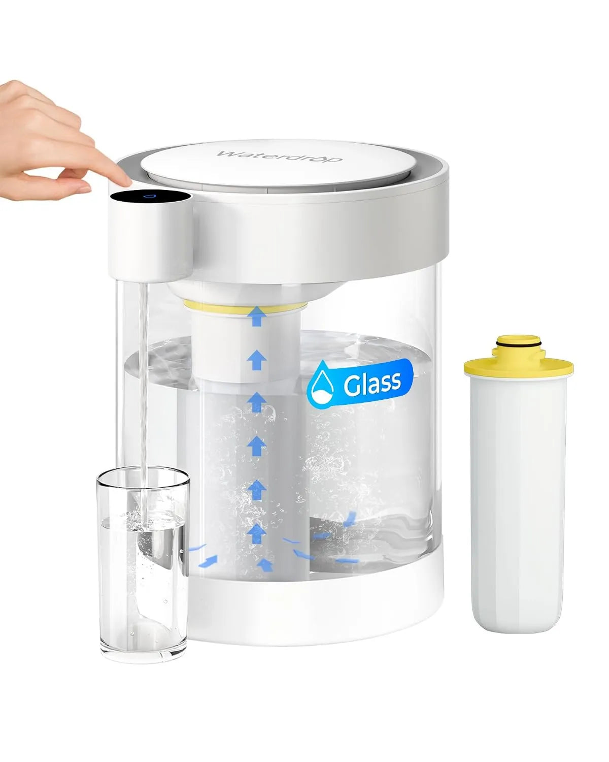 Waterdrop, ED12 W Dystrybutor, 5, 3 l, Szkło, Wodospad, Dystrybutor Elektryczny Filtr Szkło