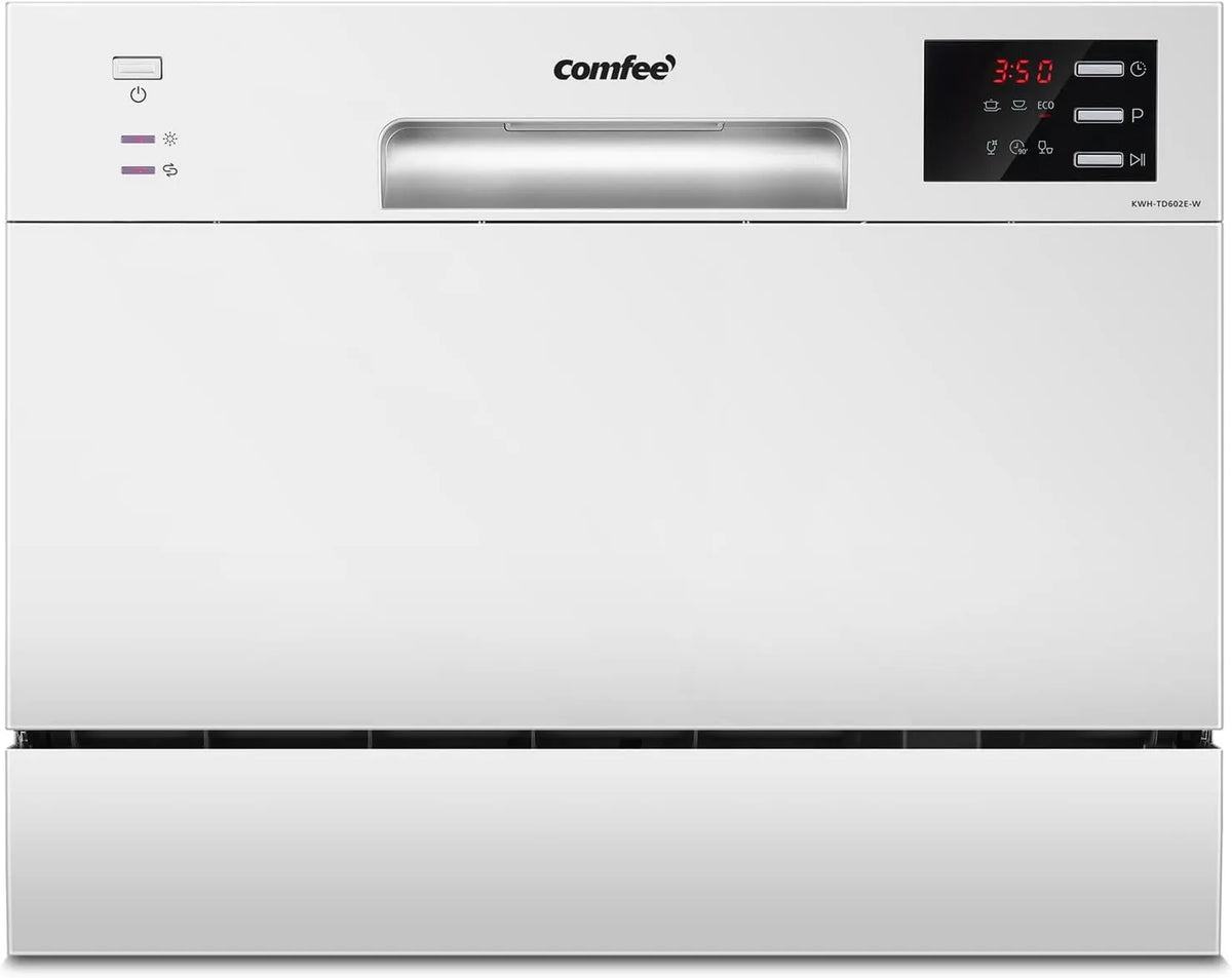 Comfee zmywarka kompaktowa, Zmywarka, 6 programów, 47 dB, 'TD602E- W, biały ', LED ekran, 6 sztućce, różne starty, Zmniejszone zużycie wody i ekonomia TD602E-W