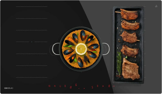 Cecotec płyta grzewcza, Bolero Squad I FullFlex90 Płyta indukcyjna, 30 cm, 2 pola grzewcze, 10200 W, indukcyjny stół kuchenny, Boost, 2 strefy Flex, Strefa dodatkowa