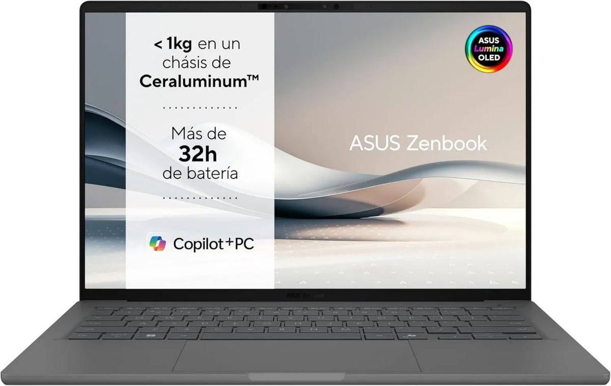 A14 UX3407QA-QD349W laptop, 1920 x 1200, zdalne sterowanie, ASUS Zenbook OLED Copilot + PC 14' WUXGA, Qualcomm Snapdragon X1-26-100, Windows 11 Home