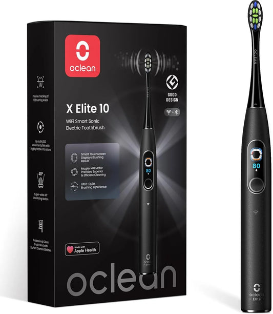 Oclean, Szczotka, szczoteczka do zębów wielokrotnego ładowania, 45 dB, dotyk, zegar, tłumik, 5 trybów, czarny