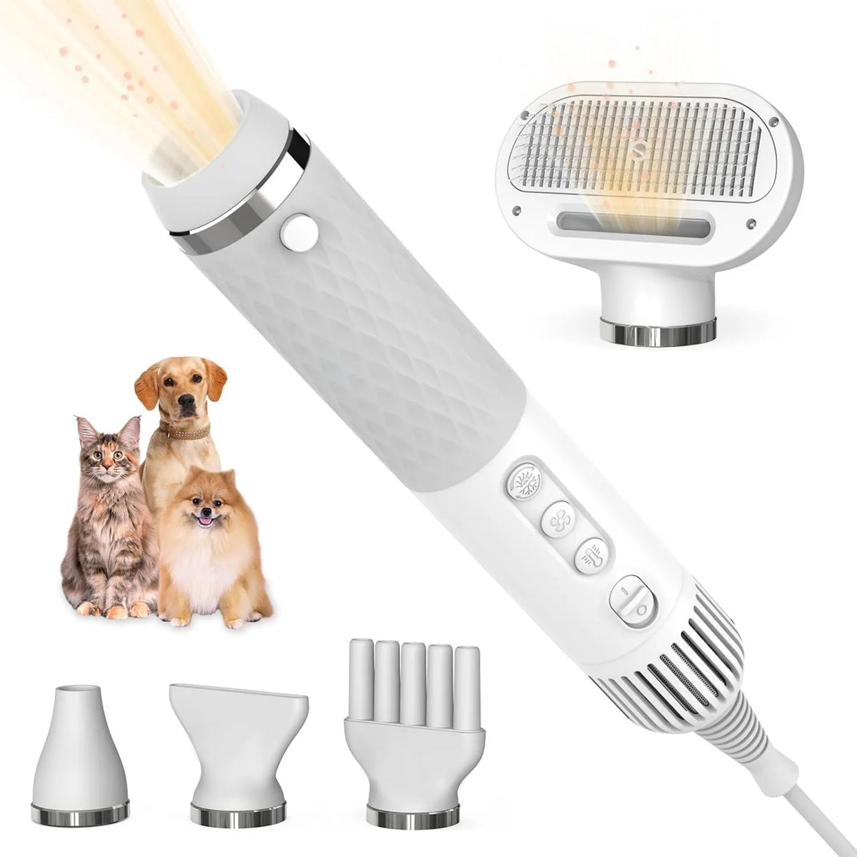 KUUBIA, Suszarka, Szczotka, Przenośna, 900 W, cicha, dla psów i kotów