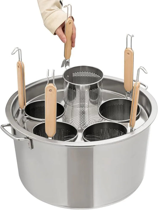 WPJBDS, Pasta garnek ze stali nierdzewnej garnek z 5 otworami z pokrywą kolandry, garnek spaghetti z 37 l colandera