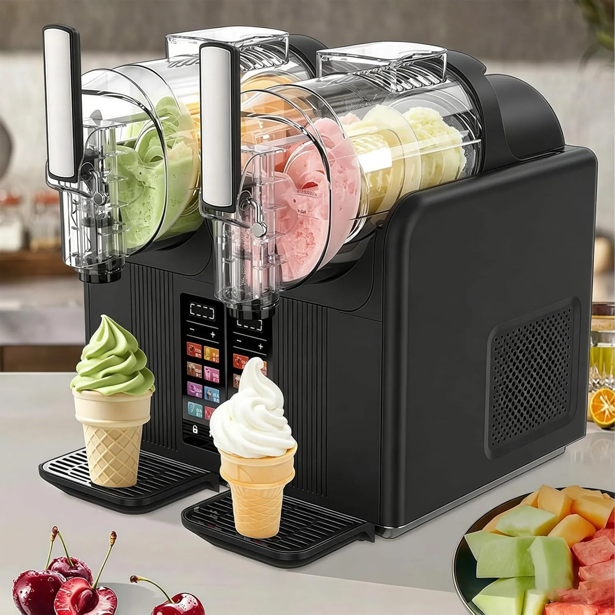 JIYINGHUI, Maszyna Granita, maszyna granitowa, duży zbiornik, profesjonalny, 7 tryby, czarny, dla Smoothies