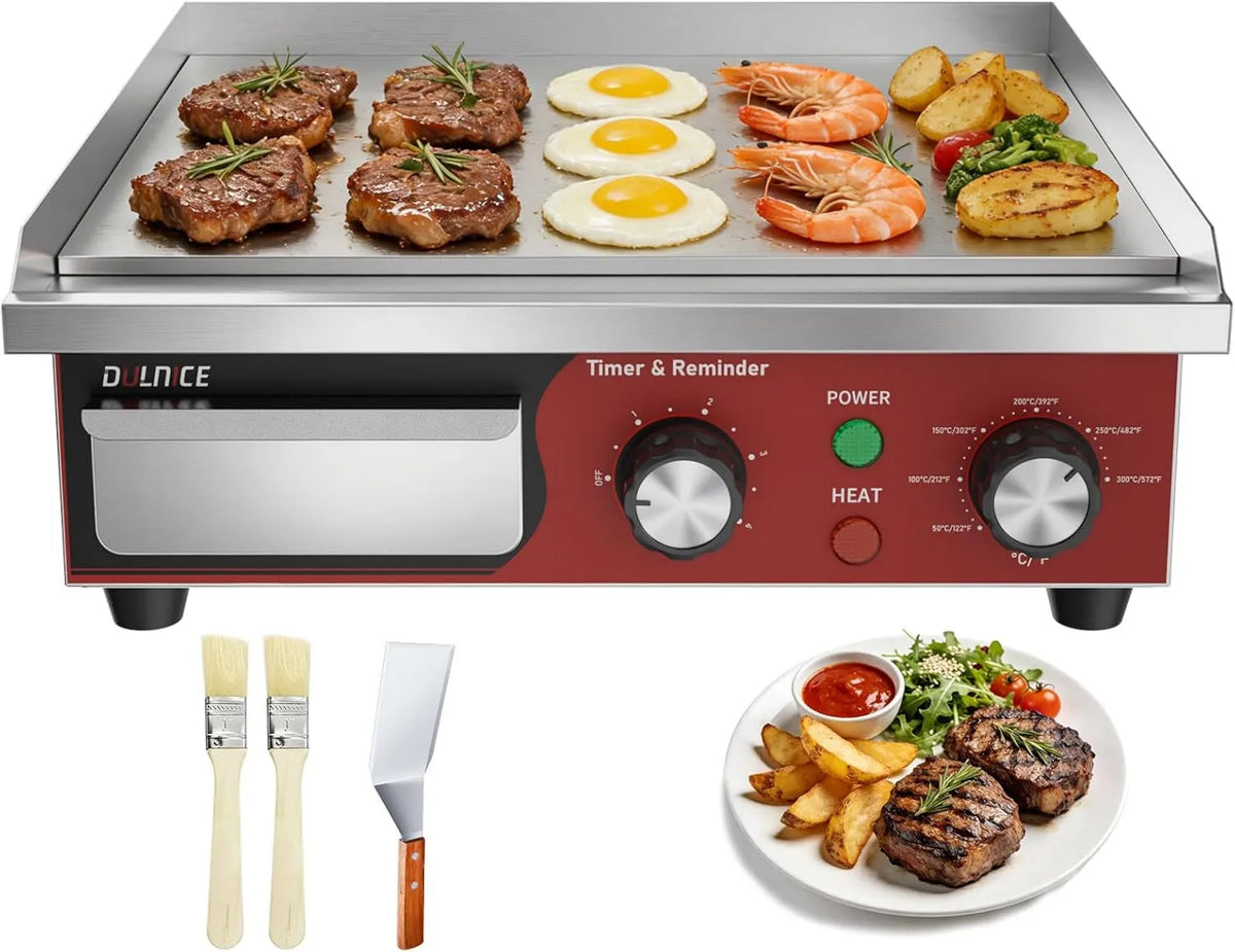 DULNICE, 5min Plancha, Grill, Stół, 36 cm, 1700 W, 50 do 300°C, licznik, termostat, profesjonalny, restauracja, stal nierdzewna