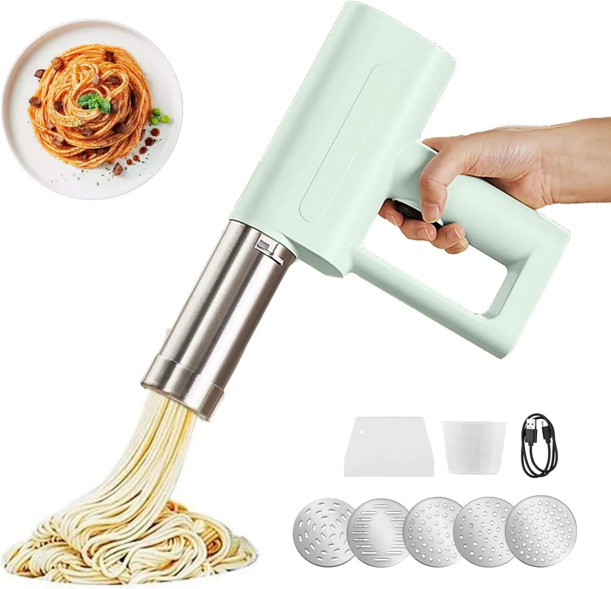 Aredwhiterui maszynka do makaronu, Makaron maszyny, makaron, przenośne, zielone, spaghetti maszyna domu z 5 Mole