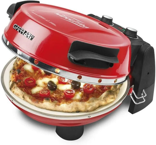 G3 Ferrari piec do pizzy, Elektryczny piekarnik pizzy G10032, 31 cm, 1200 W, zegar, czerwony, Pizzeria Snack Napoleona, Podwójne ogniotrwałe kamienie