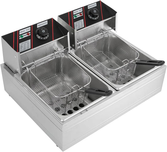 GGbaony, W 6 Podwójna suszarka elektryczna 2500 W + 2500 l 52 Hz stal nierdzewna 201 60- 200°C podwójny zbiornik 30 x 24 cm każdy rozmiar zbiornika