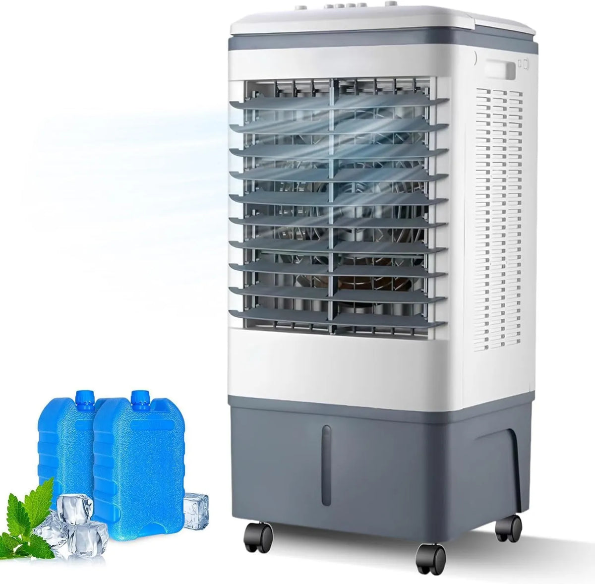 Suyaoquant klimatyzator przenośny, Klimatyzator, 20 l, 45 dB, 3 prędkości, dekoracja salonu, tłumik, kemping, 20 l tłumik mobilny powietrza odświeżającego, 2 kryształy lodu